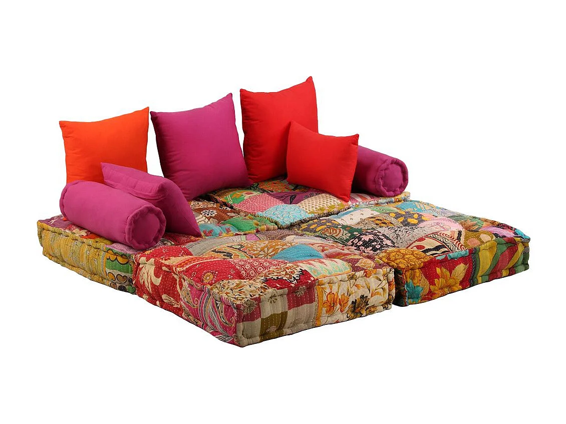 Coussins de sol poufs tissu 140 x 70 x 85 cm DEC021229