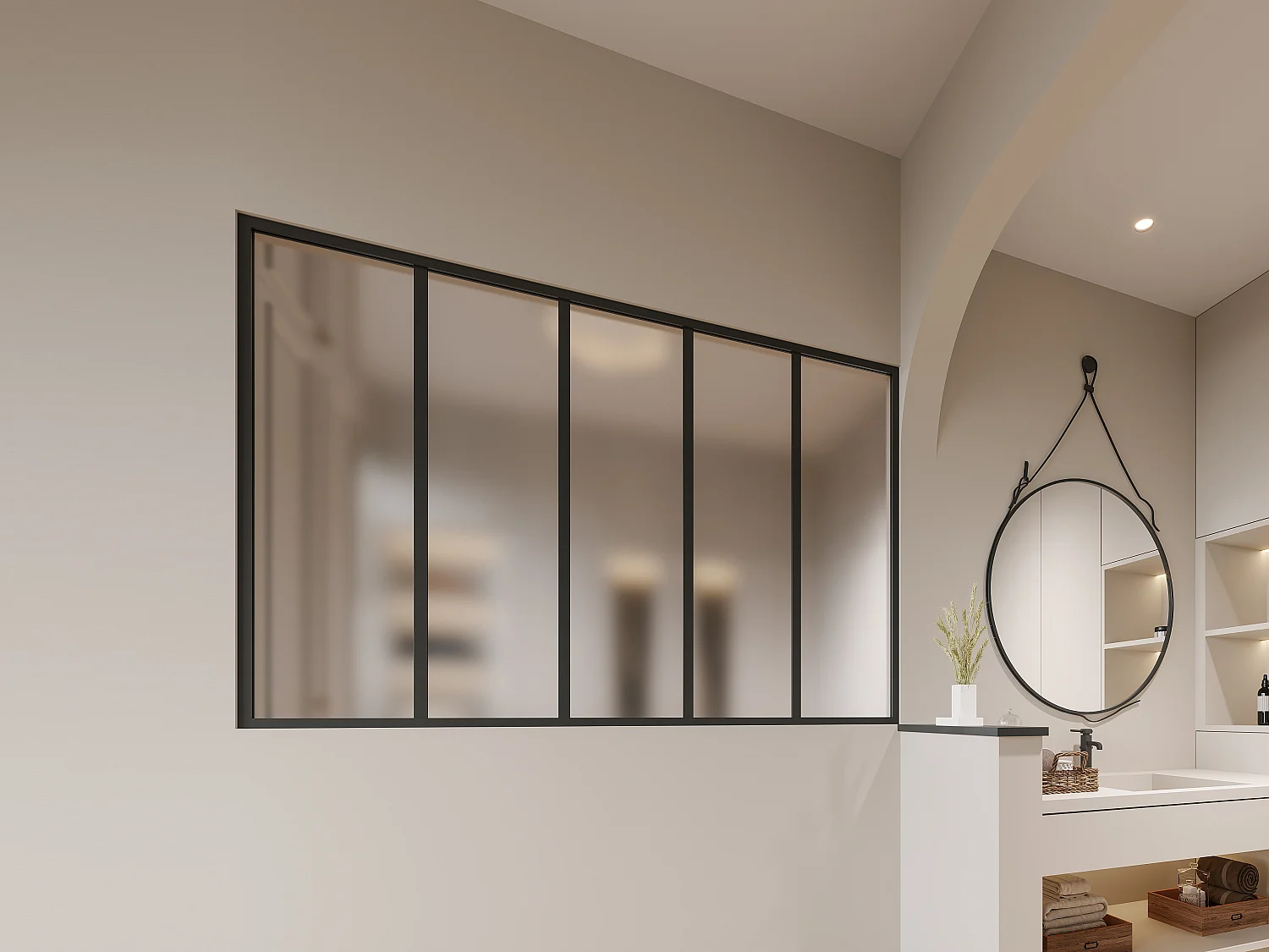 Atelier-Glaswand - 150 x 105 cm - thermolackiertes Aluminium & mattiertes Glas - Schwarz - BAYVIEW