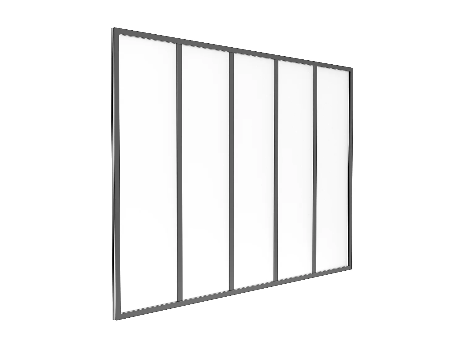 Verrière atelier en aluminium thermolaqué et verre dépoli  - 150x105 cm - Noir - BAYVIEW