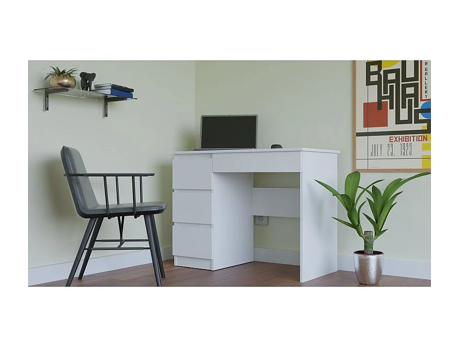 MESO - Bureau gauche style moderne bureau/chambre d'ado - 98x51x76 - 4 tiroirs