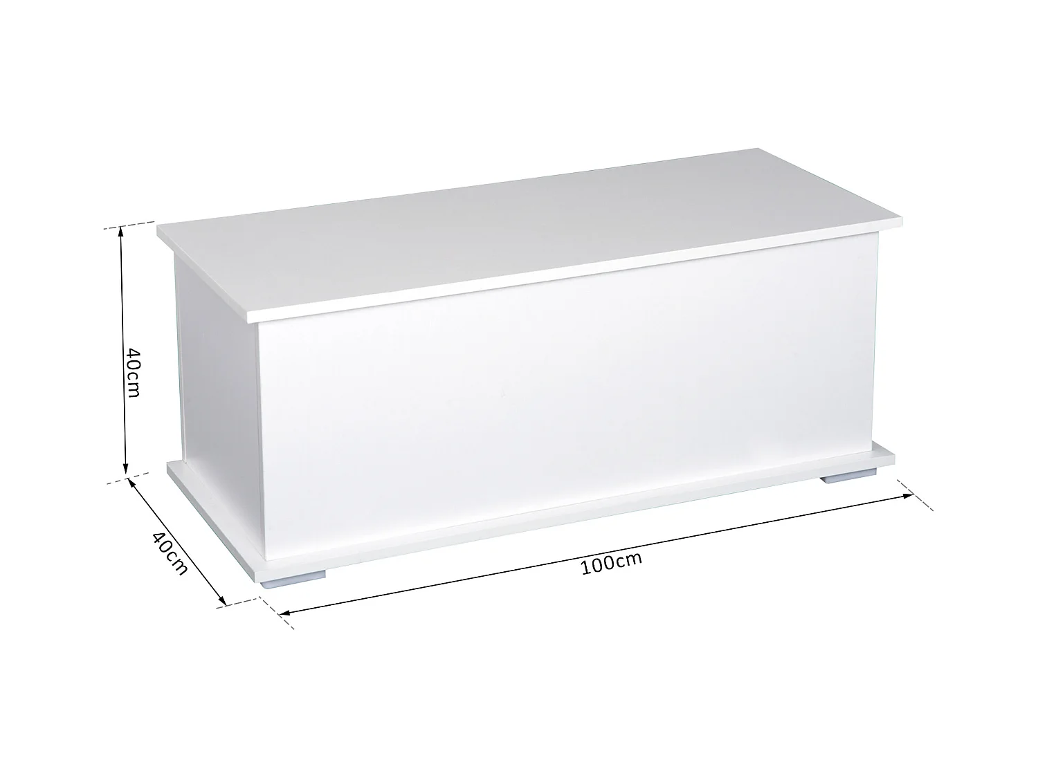 Coffre malle de rangement coffre à jouets dim. 100L x 40l x 40H cm panneaux particules blanc