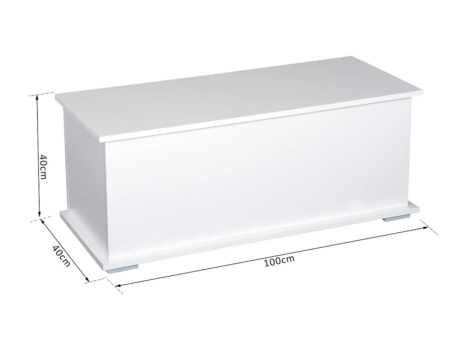 Coffre malle de rangement coffre à jouets dim. 100L x 40l x 40H cm panneaux particules blanc