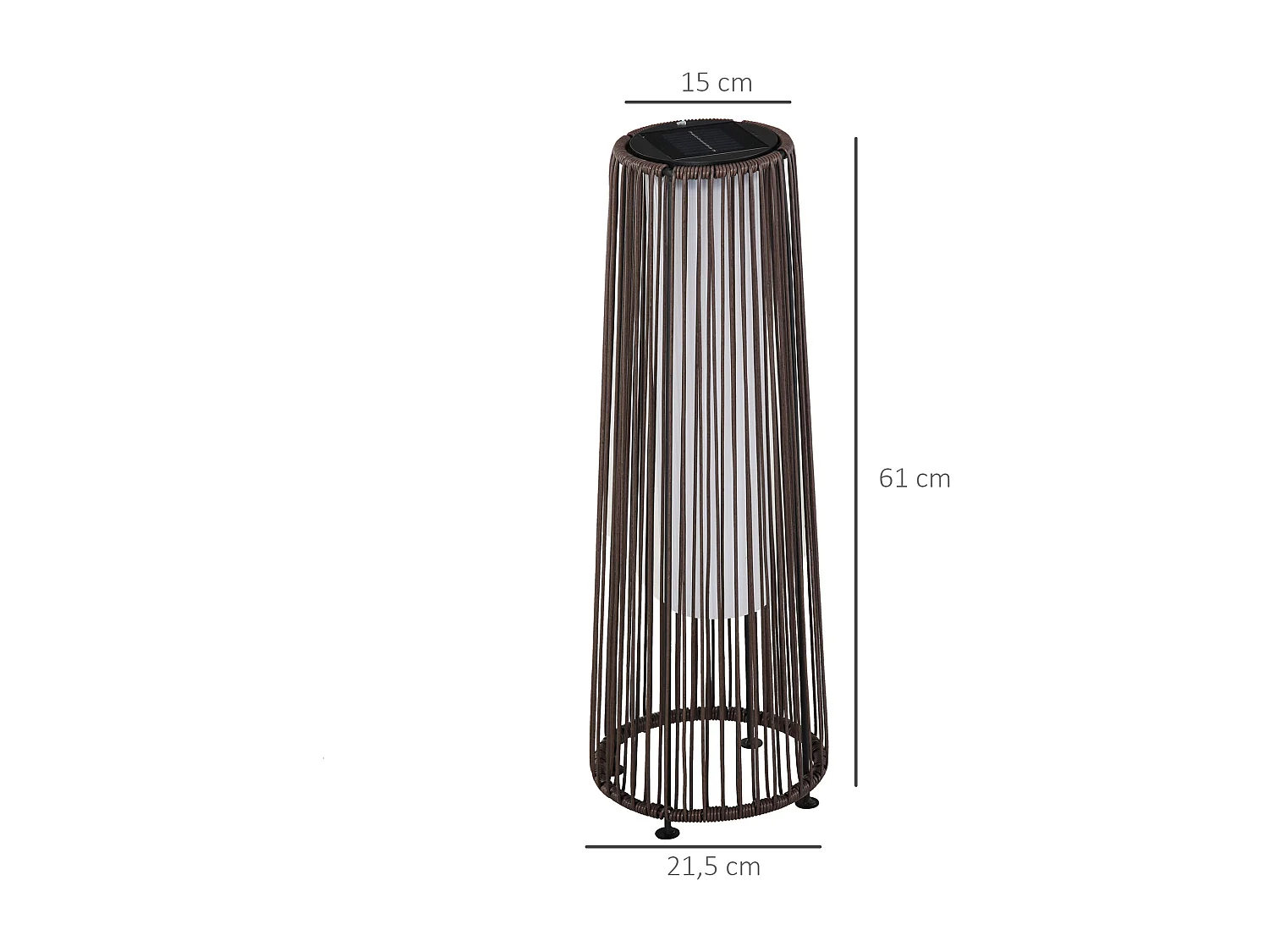 Lampadaire LED de jardin style colonial dim. Ø 21,5 x 61H cm résine tressée filaire chocolat