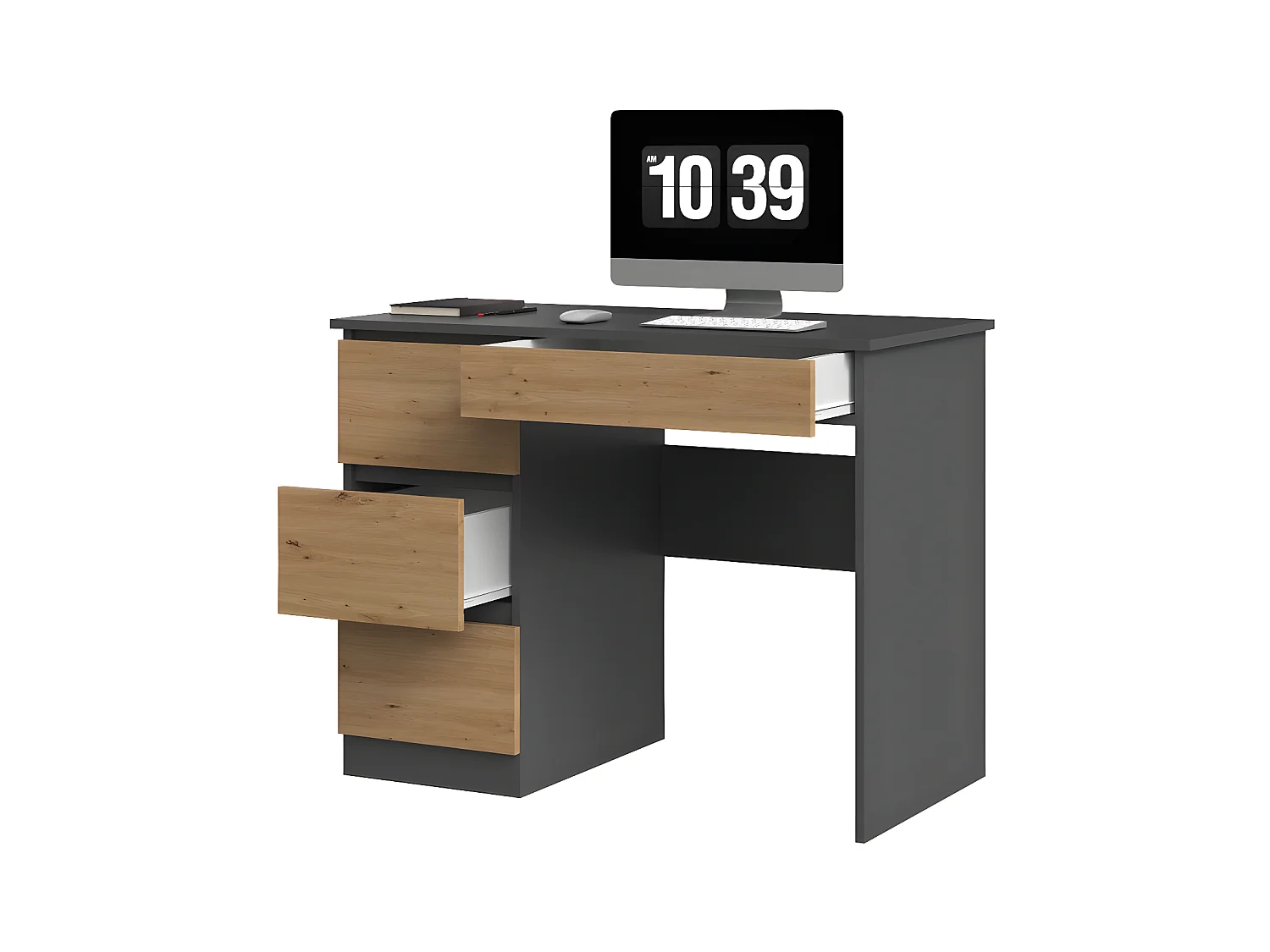 MESO - Escritorio recto oficina/dormitorio estilo moderno - 98x51x76 cm - 4 cajones