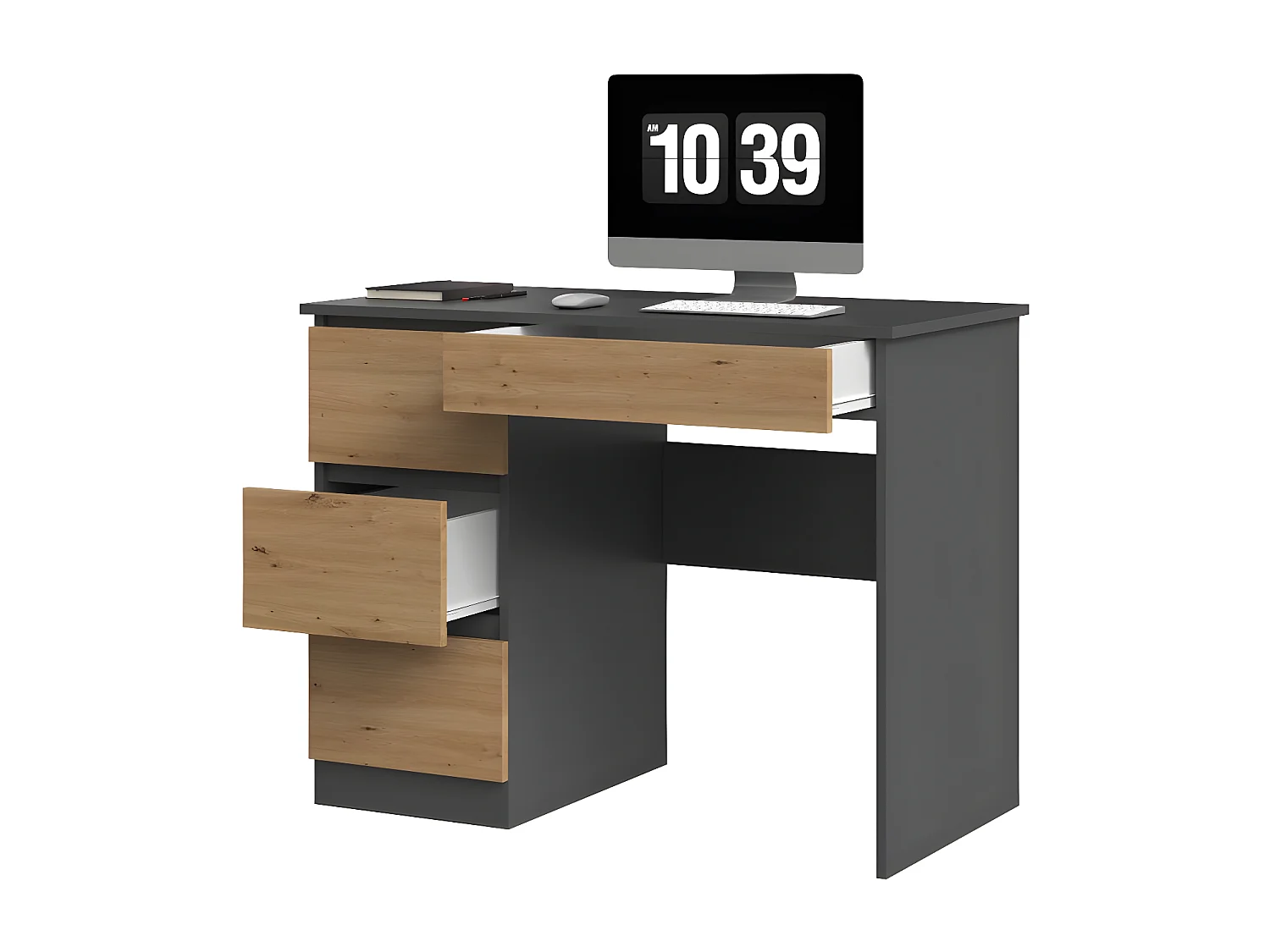 MESO - Escritorio recto oficina/dormitorio estilo moderno - 98x51x76 cm - 4 cajones