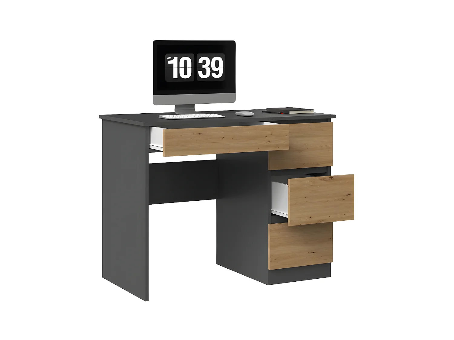 MESO - Escritorio recto de oficina/dormitorio estilo moderno - 98x51x76 cm - 4 cajones