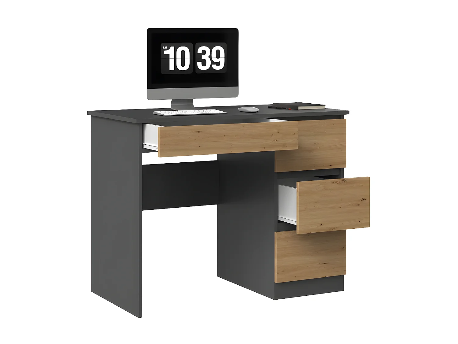 MESO - Escritorio recto de oficina/dormitorio estilo moderno - 98x51x76 cm - 4 cajones