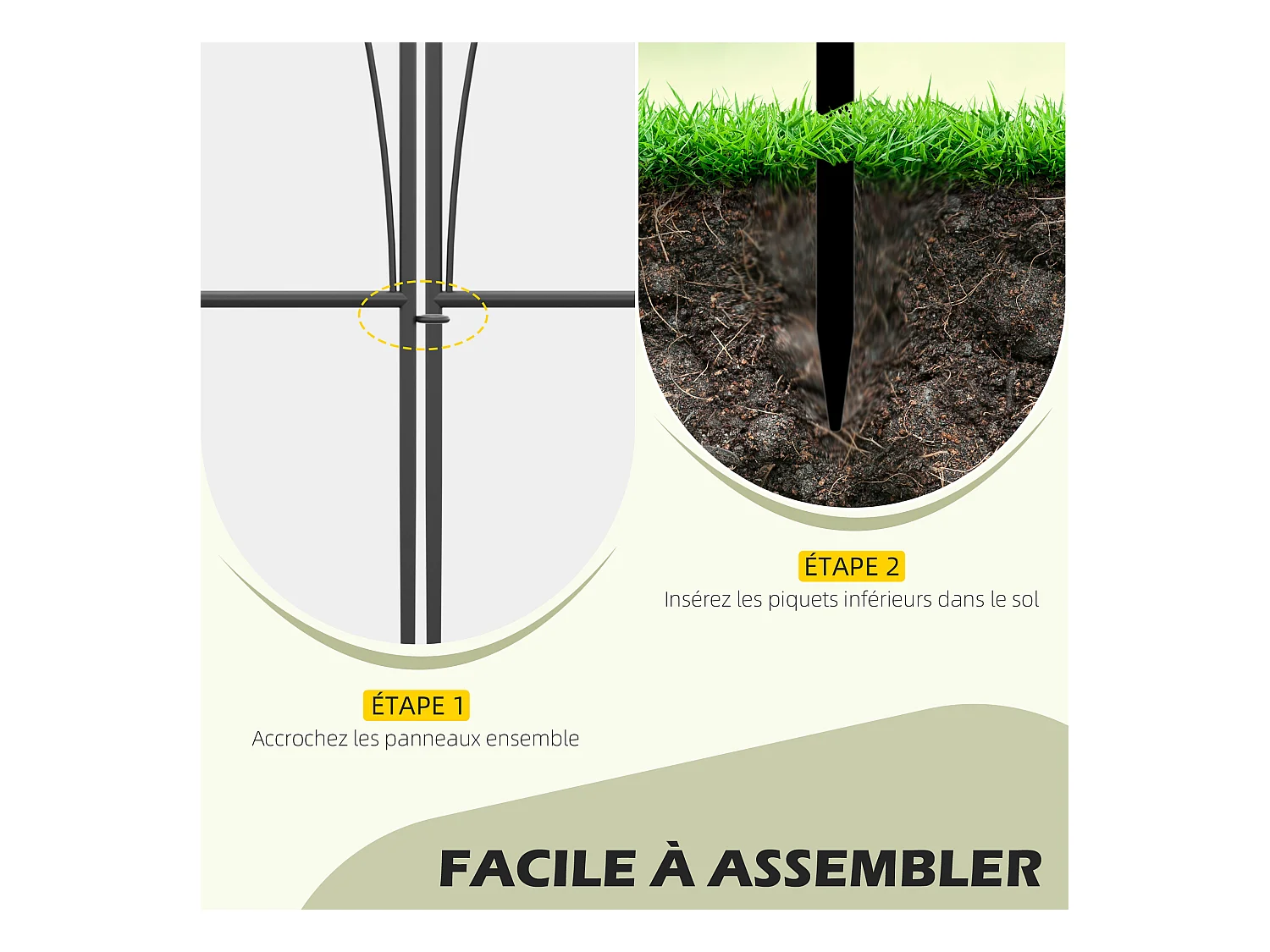 Lot de 5 clôtures de jardin décoratives en métal avec ornements - dim. totales 305L x 62H cm - noir