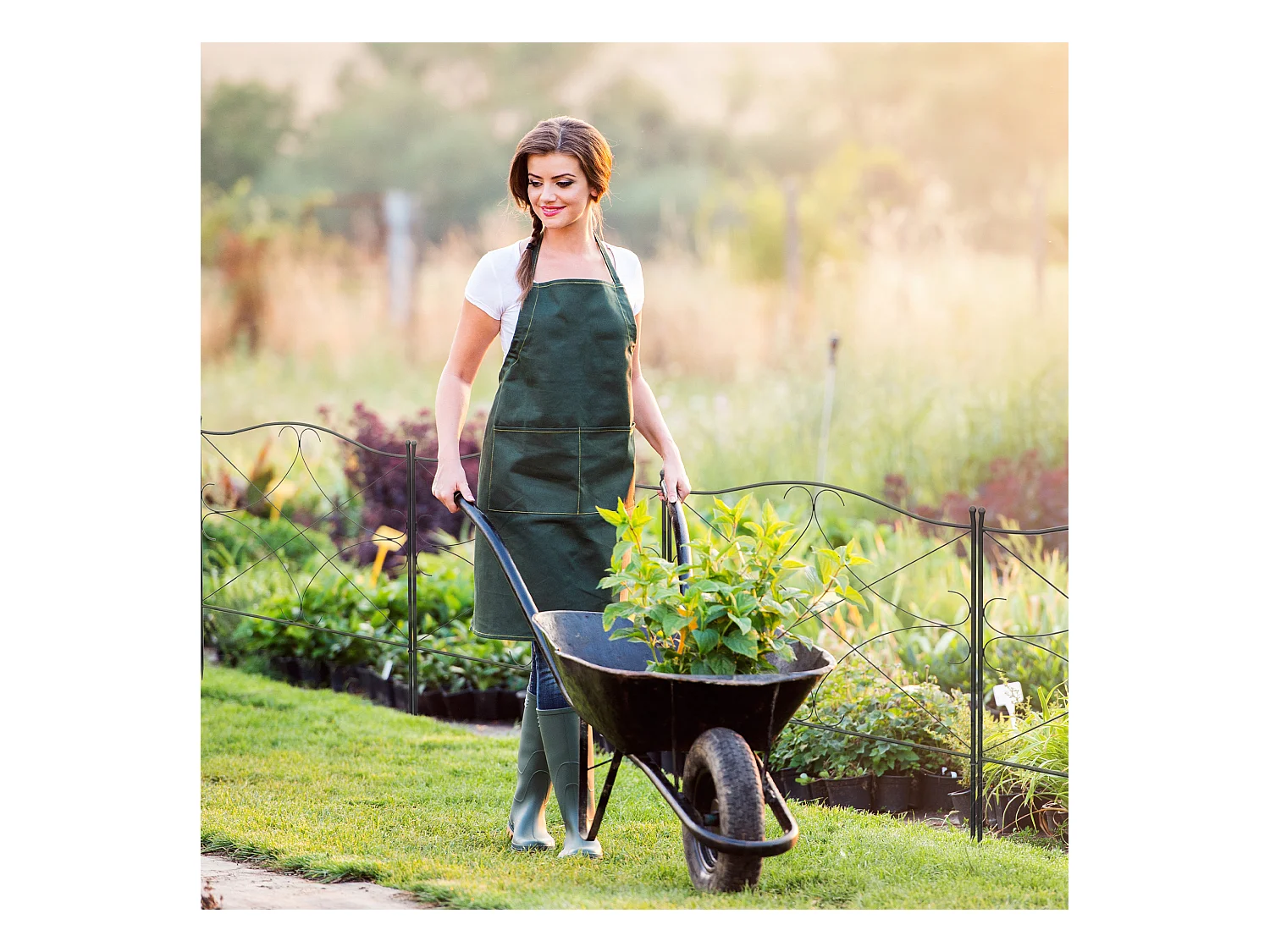 Lot de 5 clôtures de jardin décoratives en métal avec ornements - dim. totales 305L x 62H cm - noir