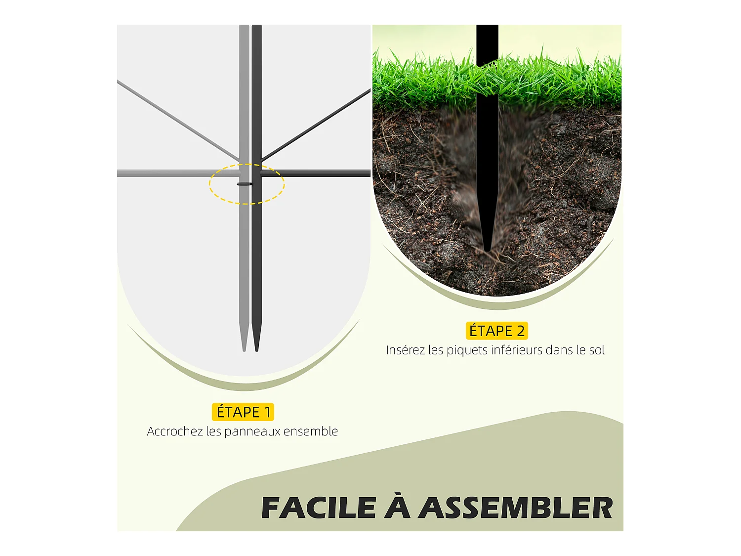 Lot de 5 clôtures de jardin décoratives en métal avec ornements - dim. totales 305L x 62H cm - noir