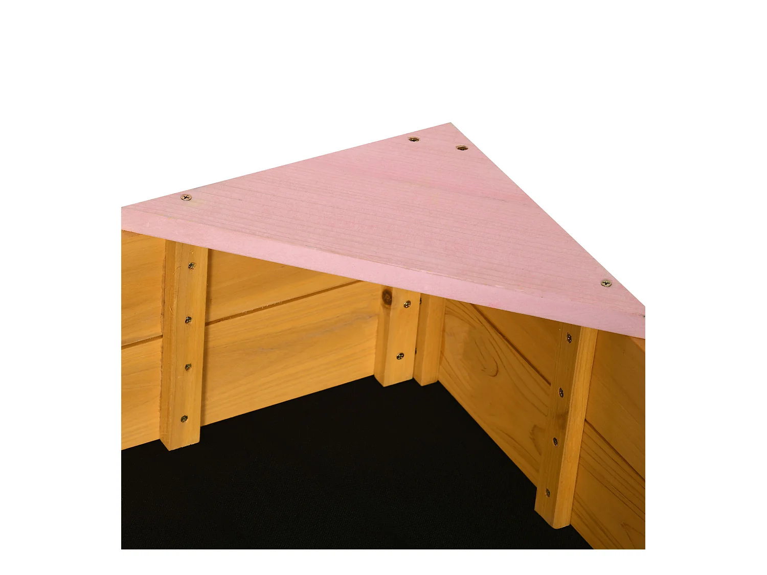 Bac à sable carré en bois pour enfants 4 assises en coin et film protection 109 x 109 x 19,8 cm bois naturel