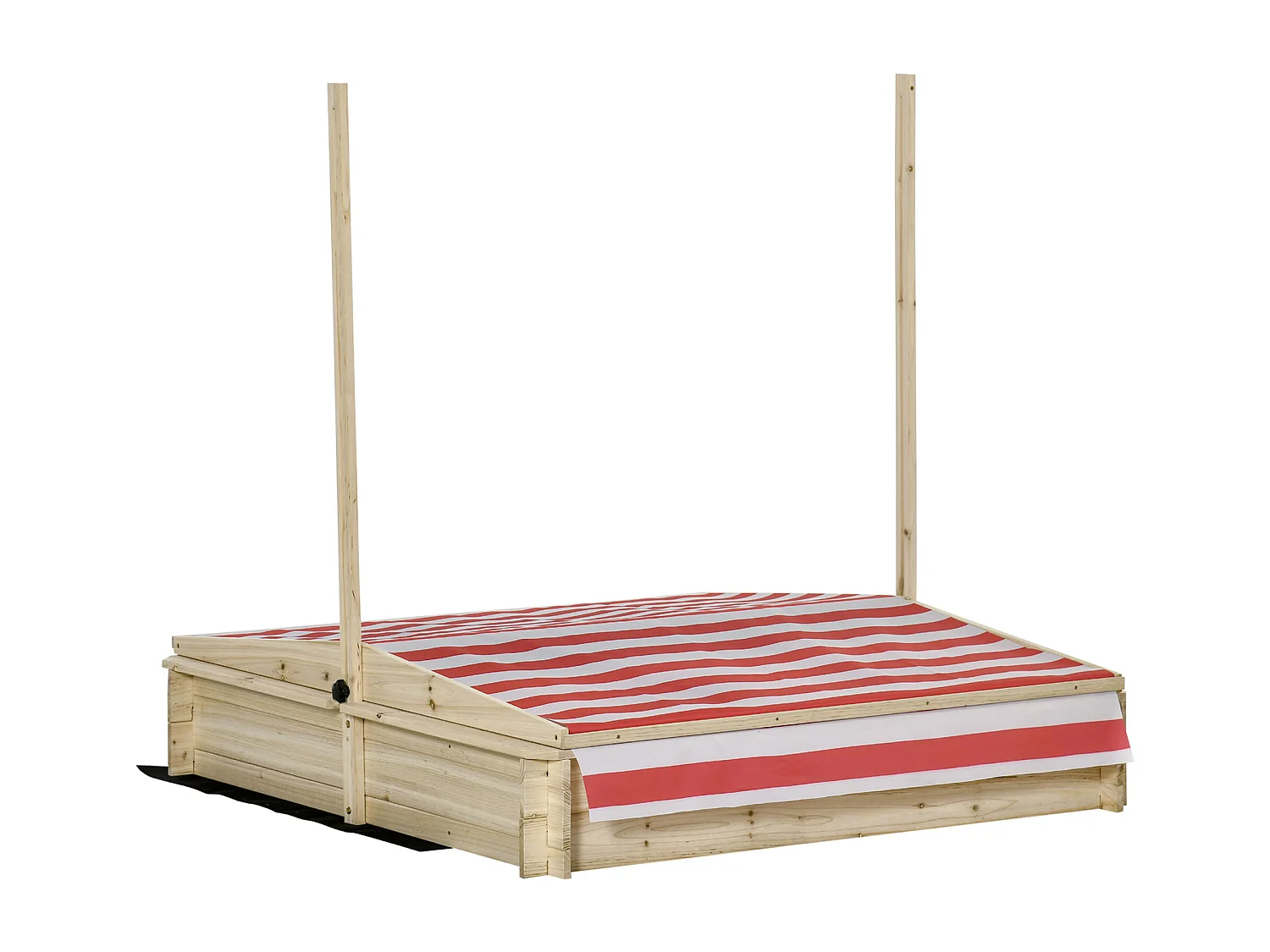 Bac à sable bois carré dim. 1,18L x 1,18l x 1,18H m - hauteur, inclinaison toit réglables, refermable - 2 bacs - bois sapin autoclave