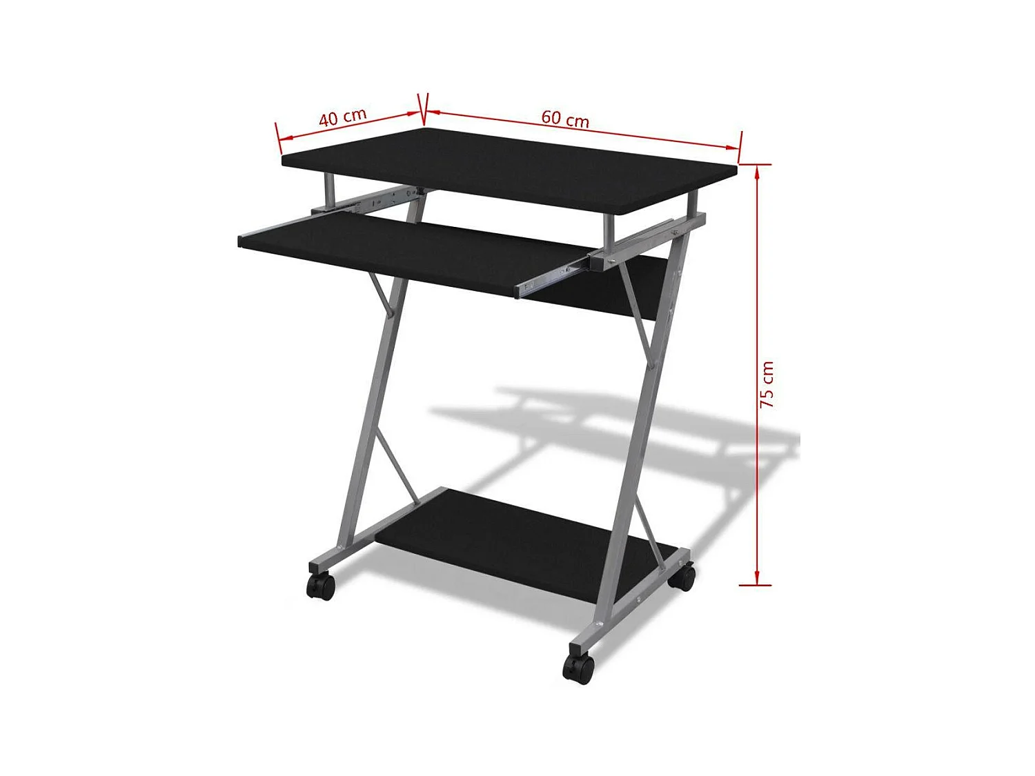 Bureau table meuble travail noire 60 x 40 x 75 cm 0502096