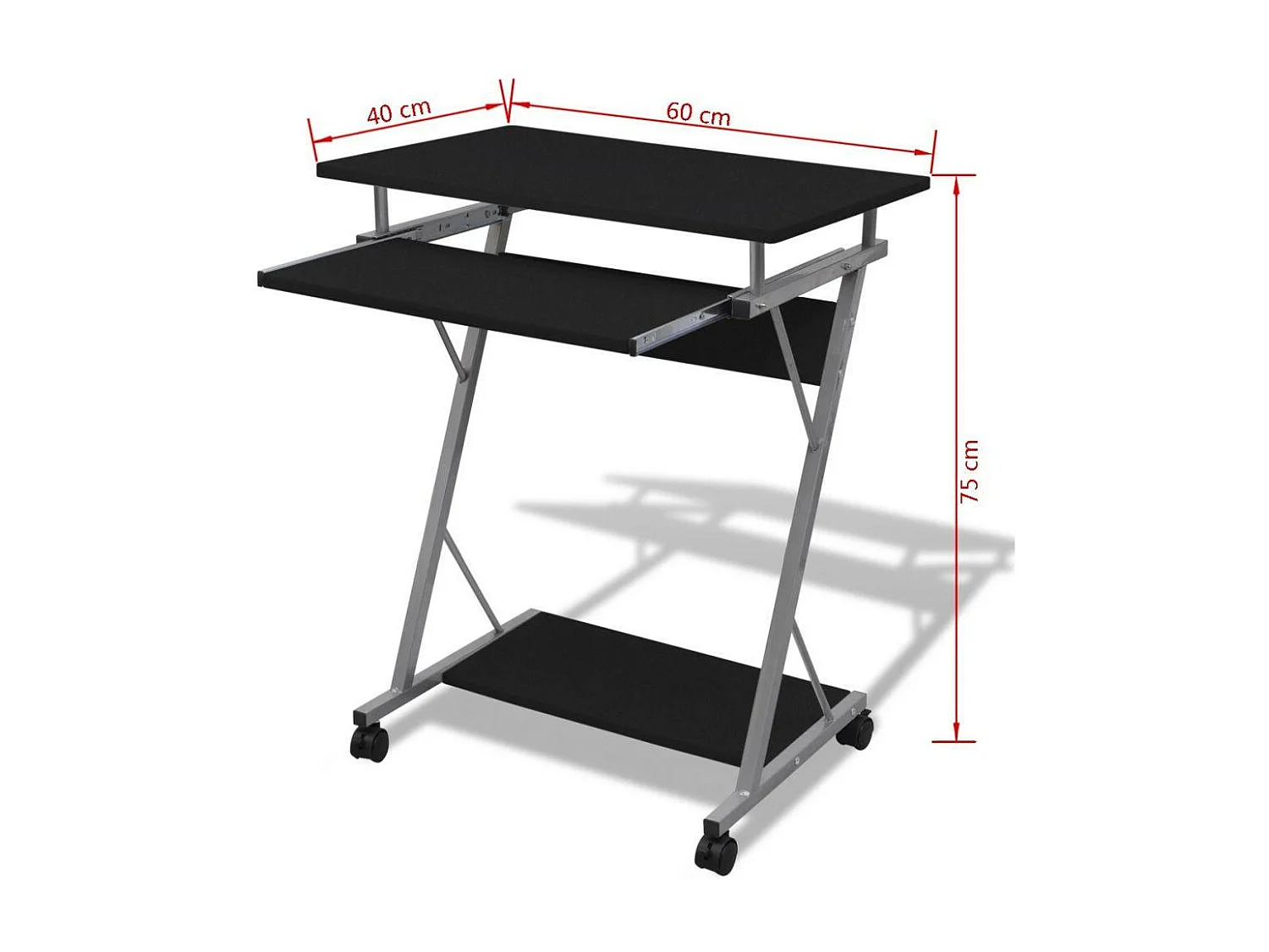 Bureau table meuble travail noire 60 x 40 x 75 cm 0502096