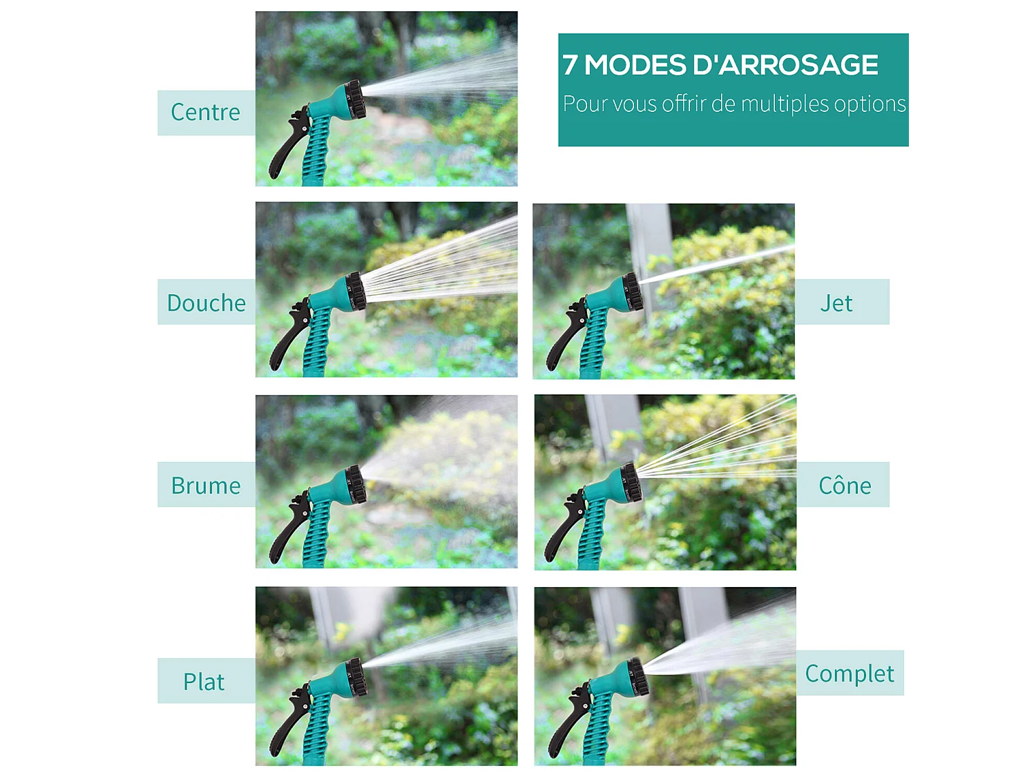 Dévidoir mural enrouleur automatique pivotant 180° tuyau 10 + 1 m avec lance arrosage support mural intégré turquoise noir