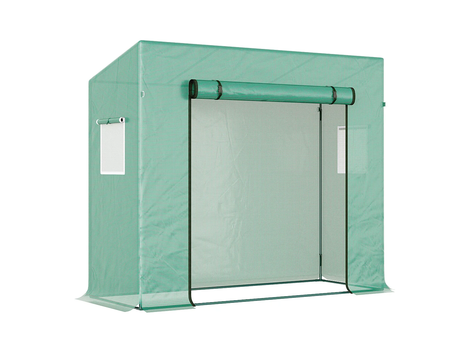 Serre de Jardin 200L x 73l x 168H cm acier PE haute densité 140 g/m² anti-UV avec porte zippée déroulante et fenêtres vert