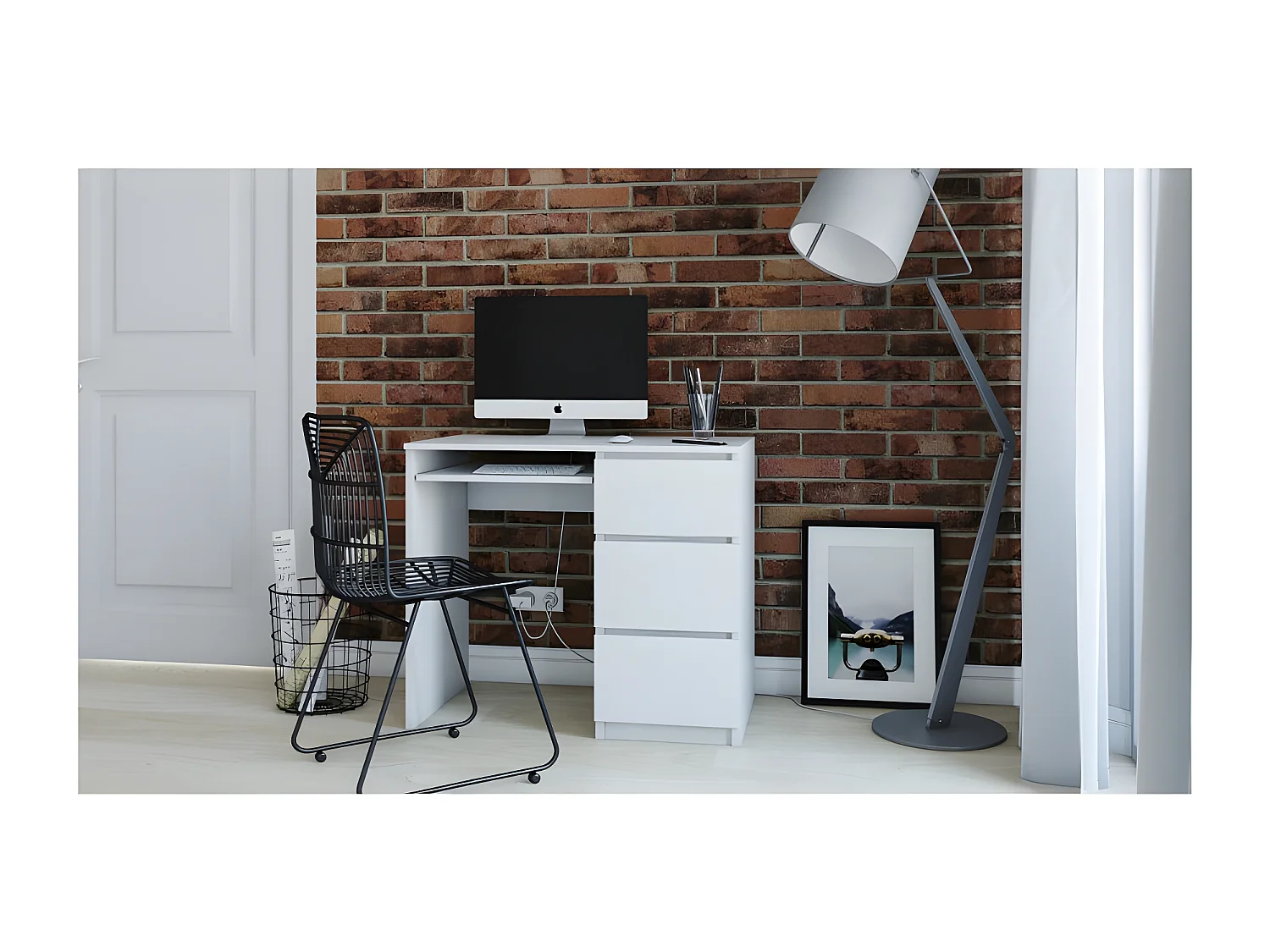 ILOA | Scrivania per computer in stile moderno 98x51x76 | Lavoro di gioco | 3 cassetti Supporto per tastiera | Mobili per ufficio