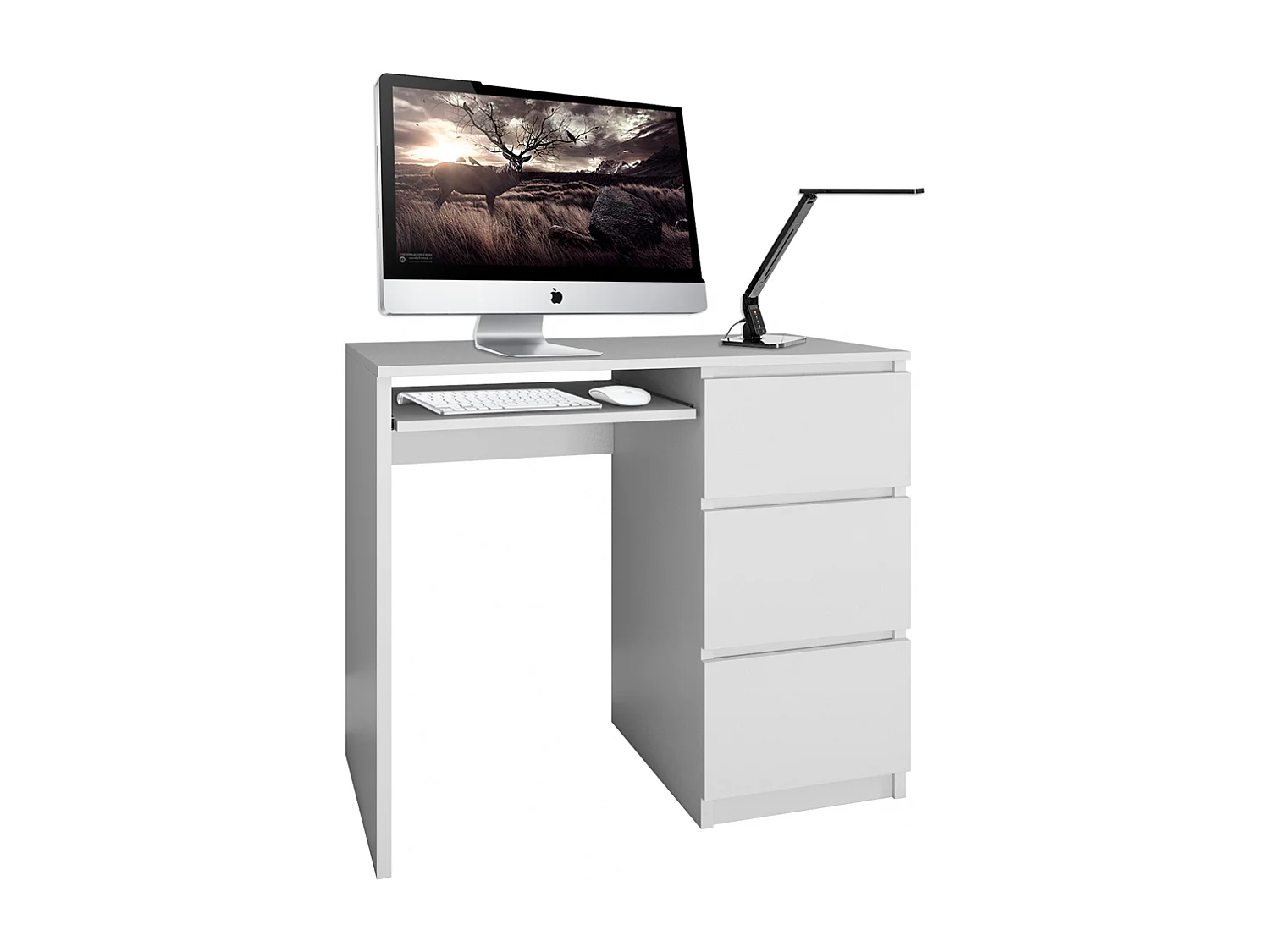 ILOA | Bureau informatique d'ordinateur style moderne 98x51x76 | Travail Gaming | 3 tiroirs Support clavier | Mobilier bureau