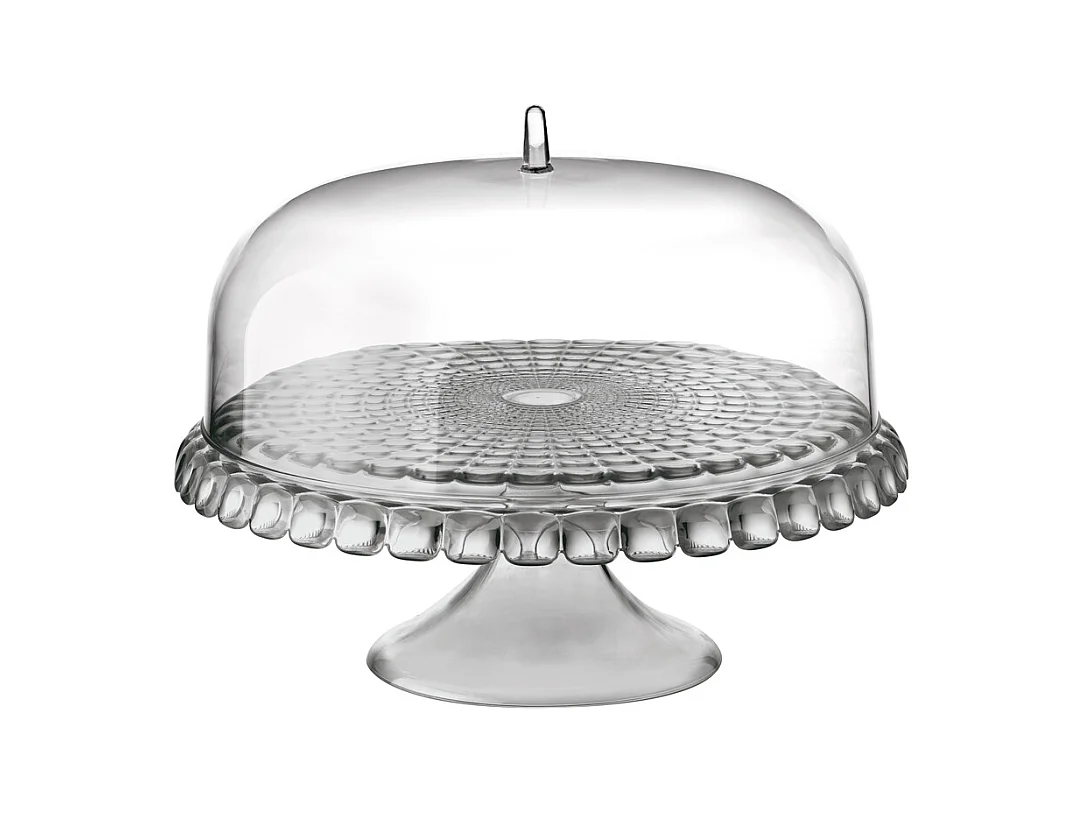 Soporte para pastel con campana Tiffany gris transparente - D 36 cm