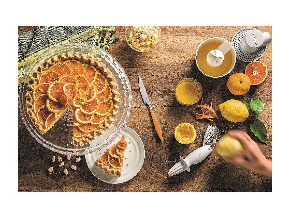 Suporte de bolo com tampa Tiffany cinza transparente - D 36 cm