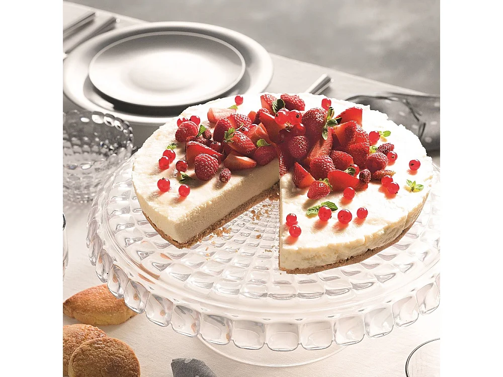 Suporte de bolo com tampa Tiffany cinza transparente - D 36 cm
