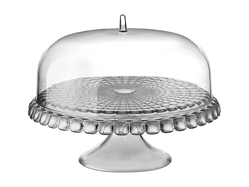 Taartstandaard met transparante grijze Tiffany-klok - D 36 cm