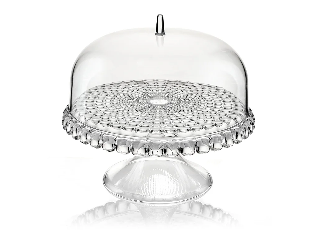 Petit présentoir à gâteau sur pied avec cloche 30 cm Tiffany transparent