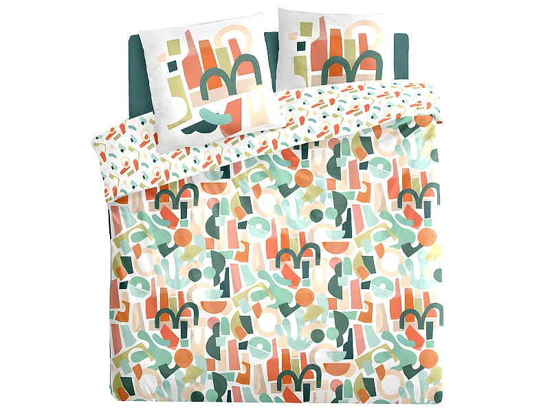 Parure de lit 2 Personnes 240 x 220 cm Housse de couette avec 2 taies en Coton Imprimé Mattys