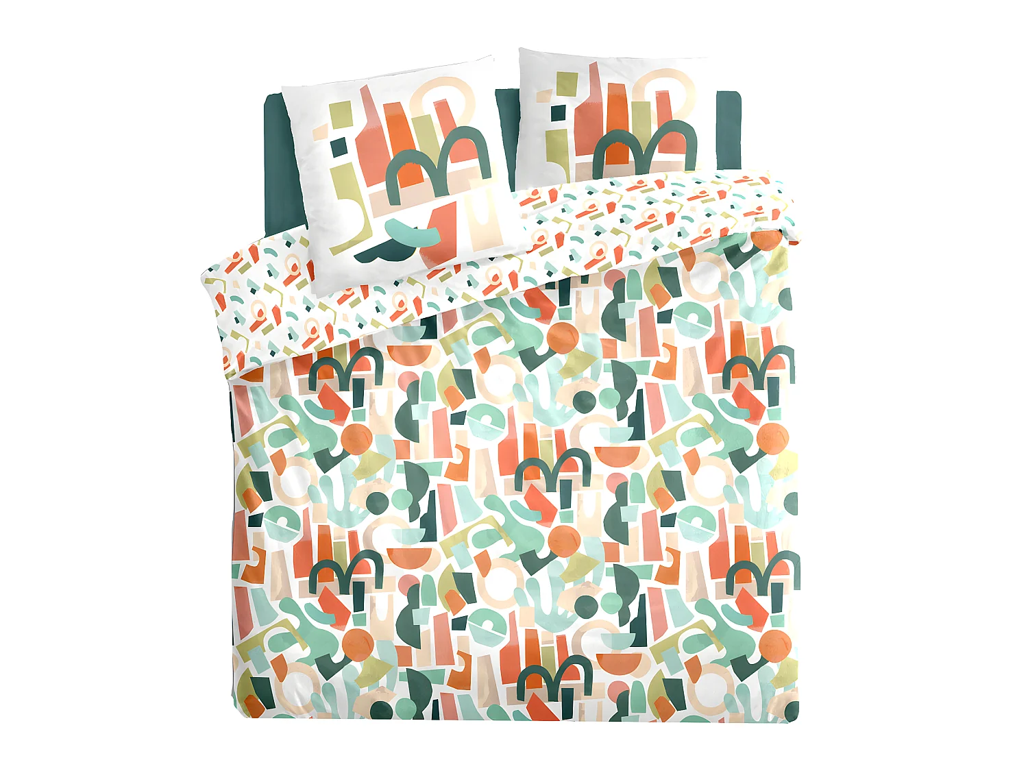 Parure de lit 2 Personnes 240 x 220 cm Housse de couette avec 2 taies en Coton Imprimé Mattys