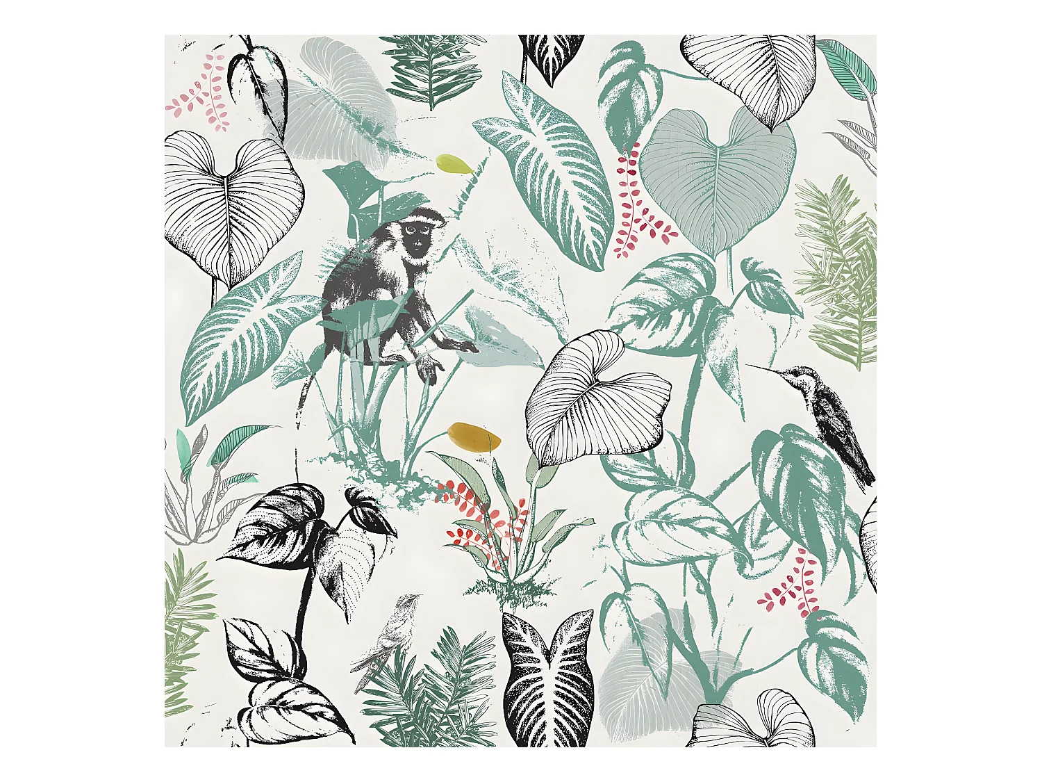 Parure de lit 2 Personnes 240 x 220 cm Housse de couette avec 2 taies Imprimé Monkey