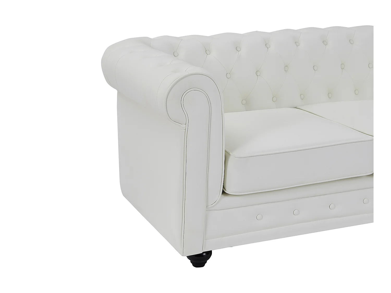 Kanapa 2 osobowa z białej ekoskóry - CHESTERFIELD