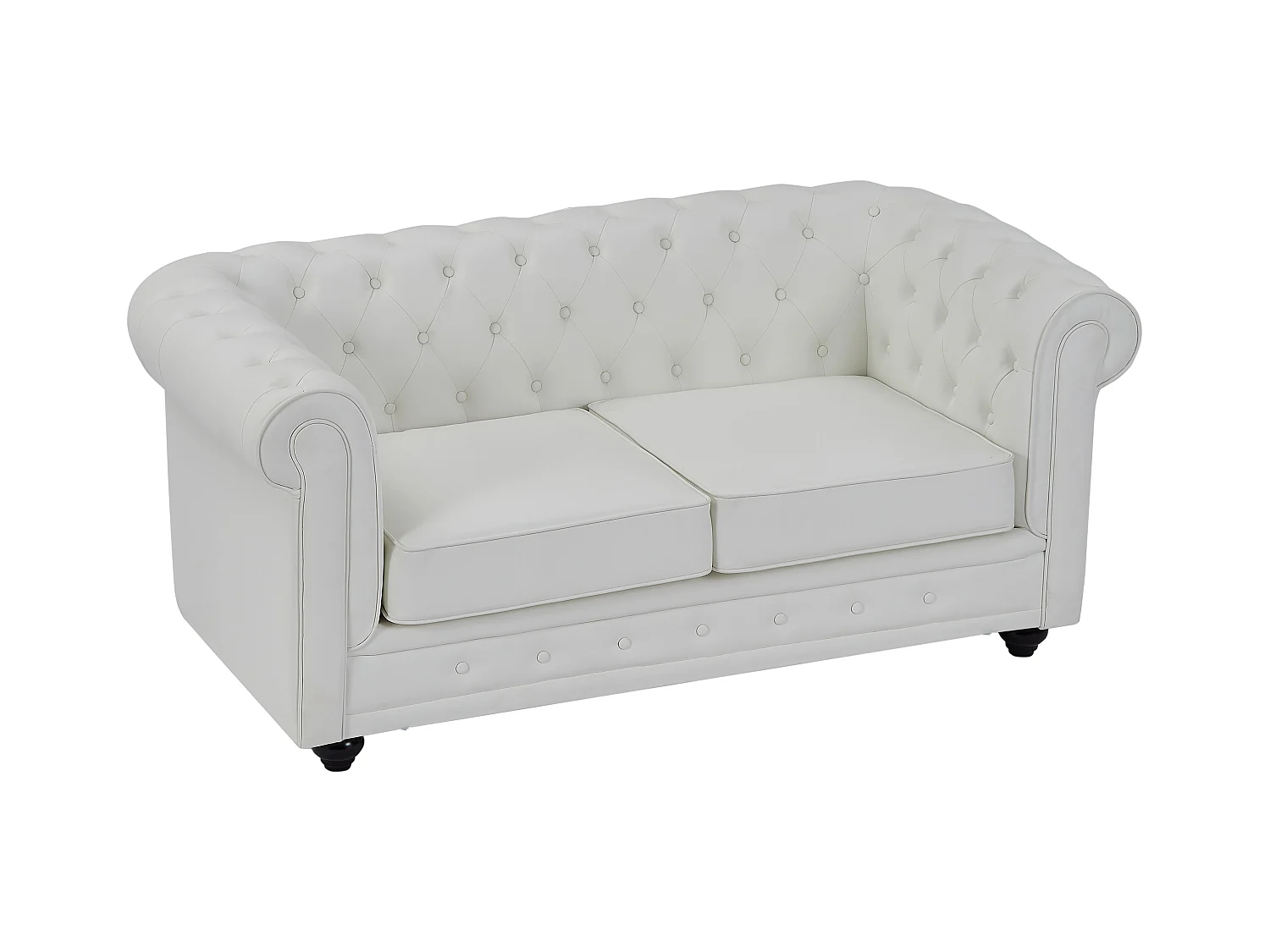 Kanapa 2 osobowa z białej ekoskóry - CHESTERFIELD