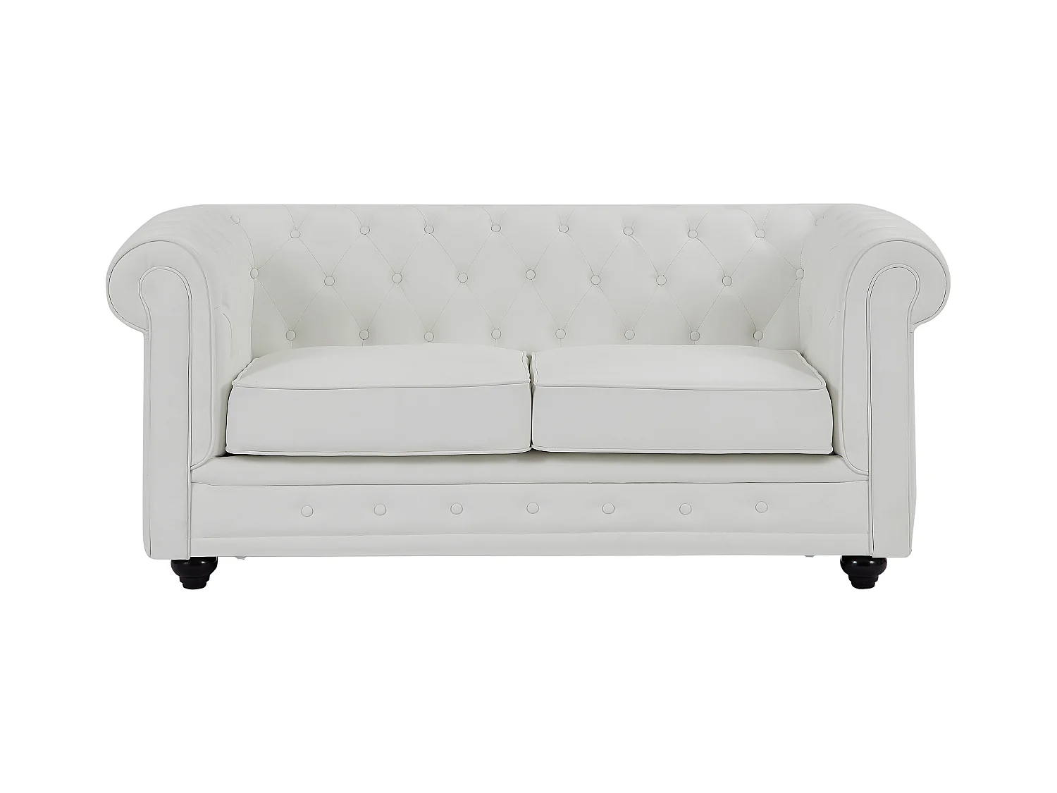 Hvid 2 pers. kunstlæder sofa CHESTERFIELD