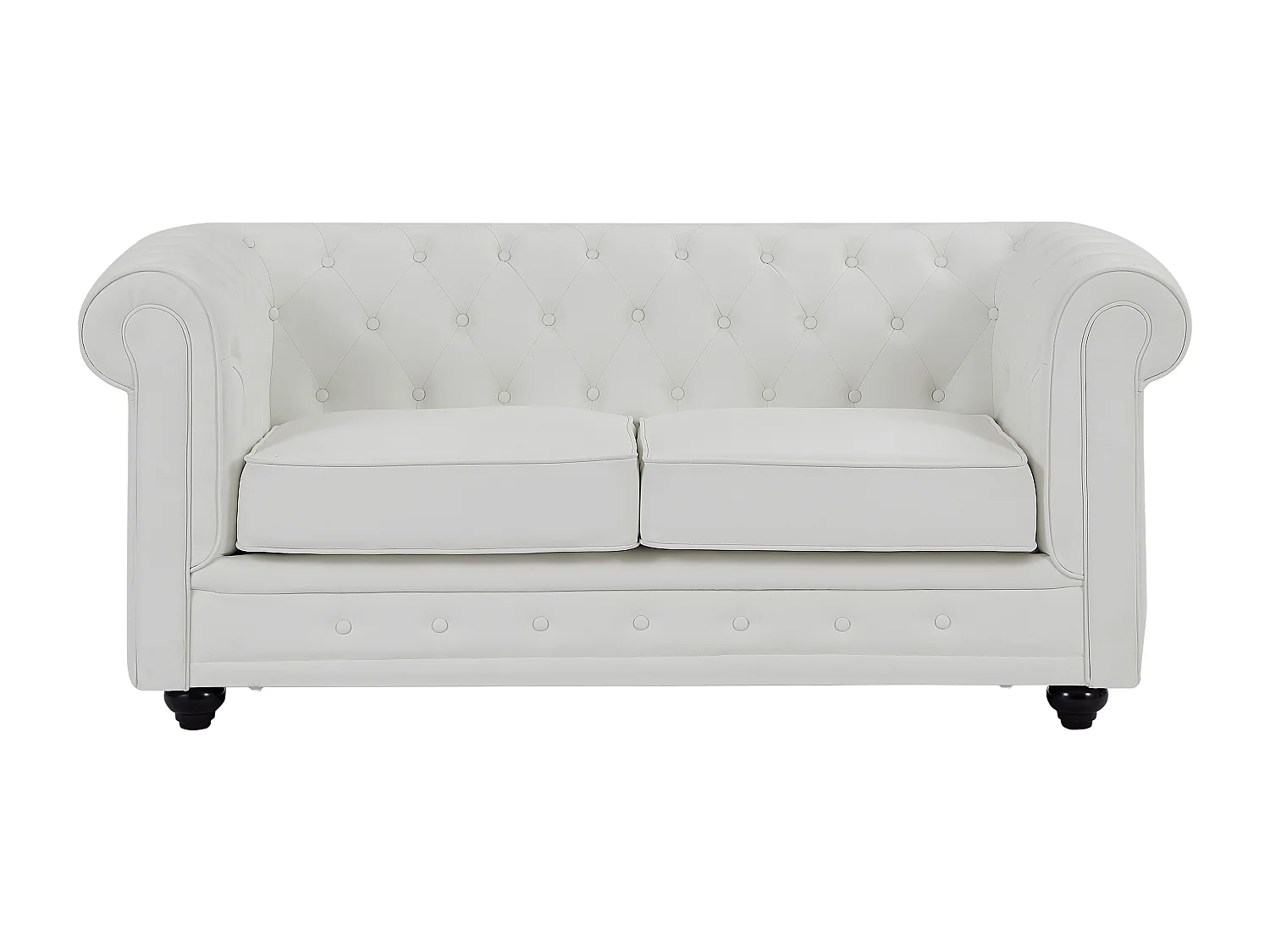 2-seters sofa i hvitt kunstlær CHESTERFIELD