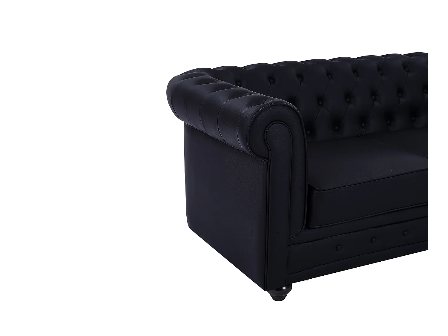 Sofá de 2 lugares em pele sintética preto - CHESTERFIELD