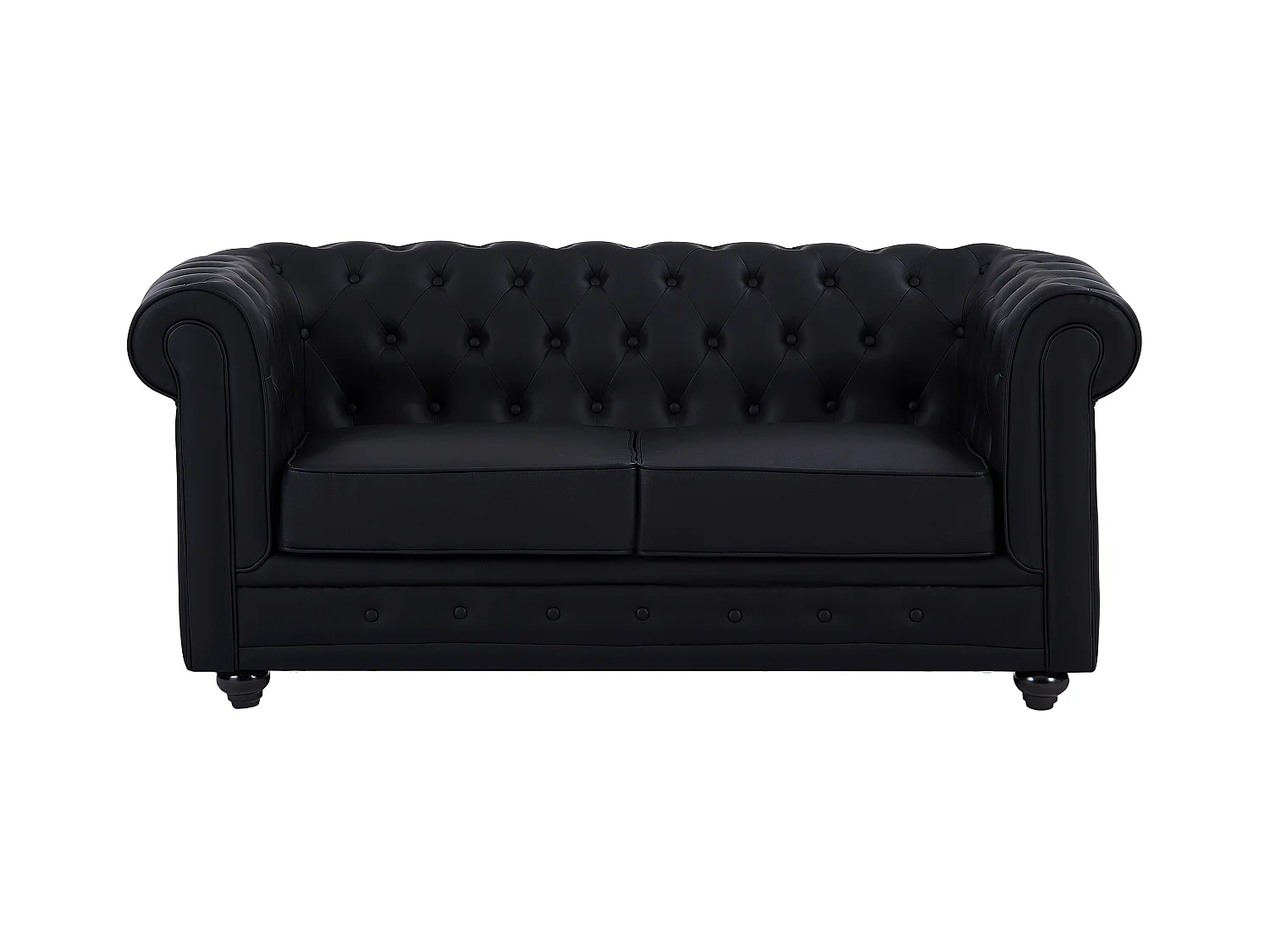 Tweezitsbank van zwart kunstleer CHESTERFIELD