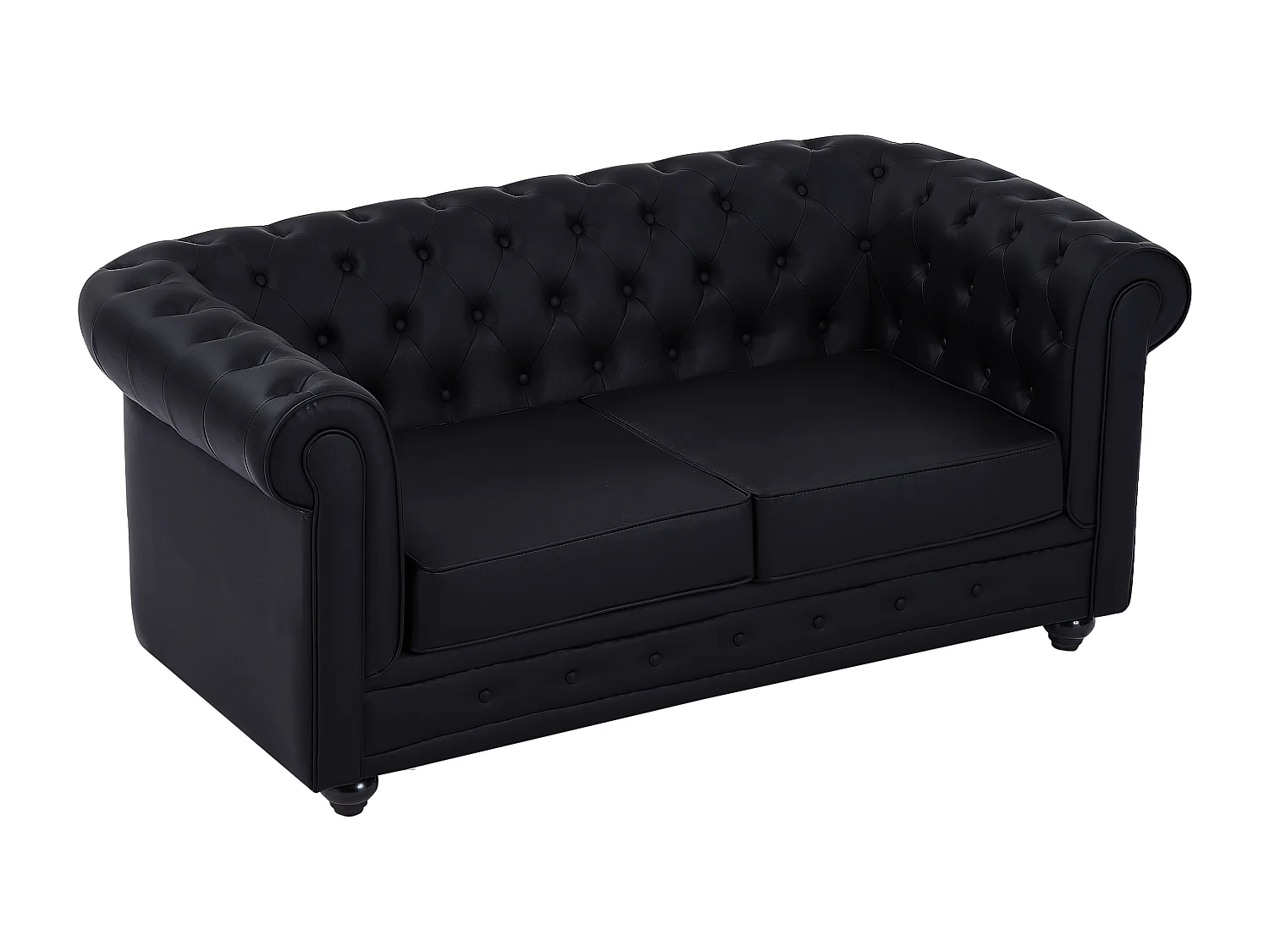 Divano 2 posti in Similpelle Nero - CHESTERFIELD