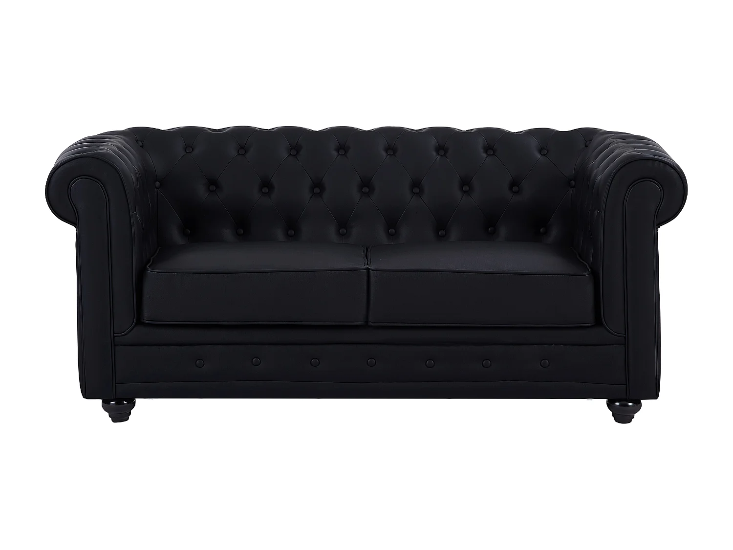 Divano 2 posti in Similpelle Nero - CHESTERFIELD