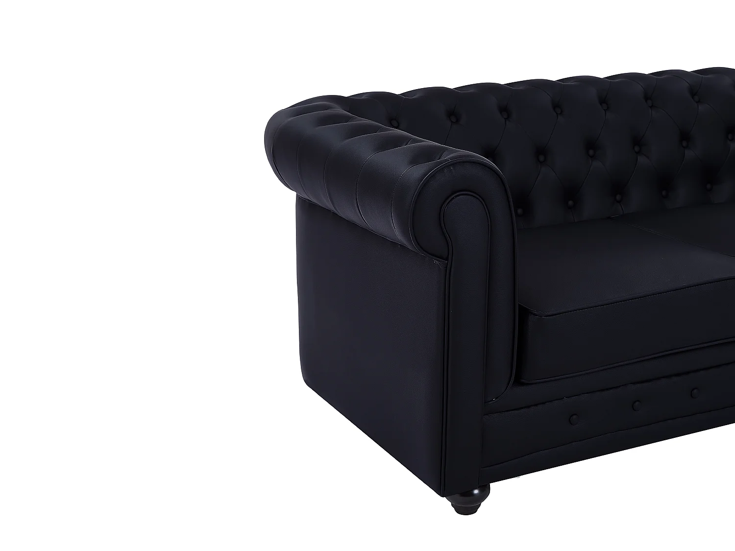 Divano 2 posti in Similpelle Nero - CHESTERFIELD