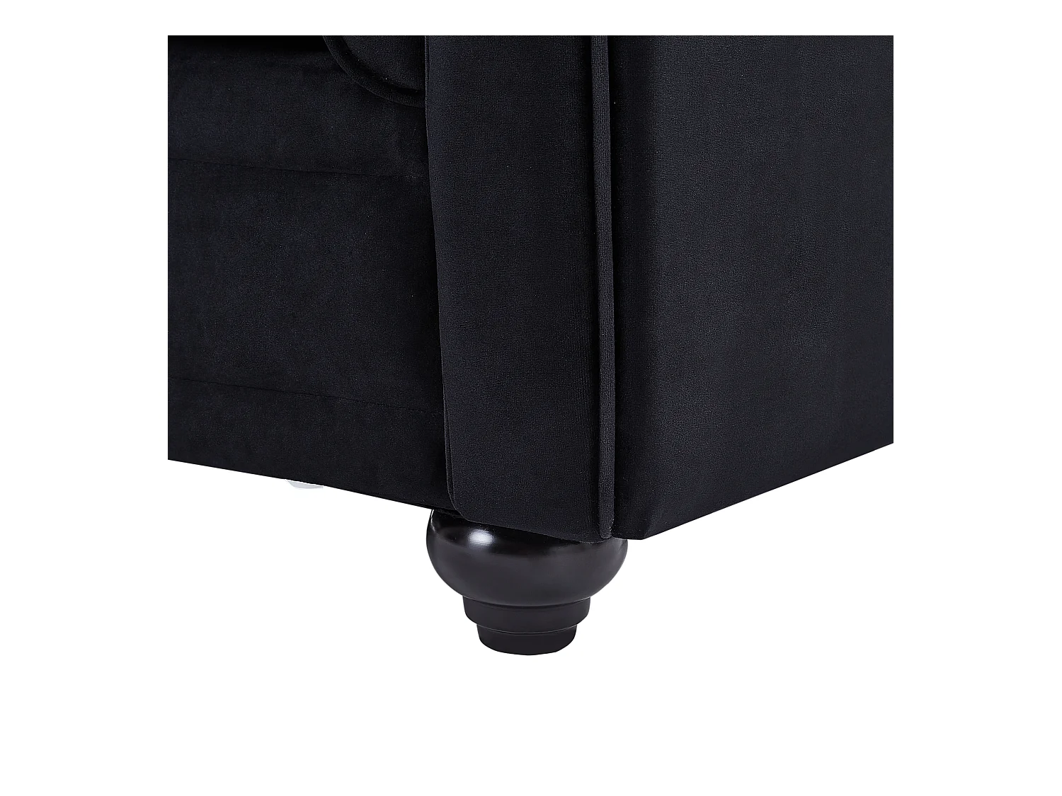 Canapé 2 places en velours noir et boutons effet cristal CHESTERFIELD