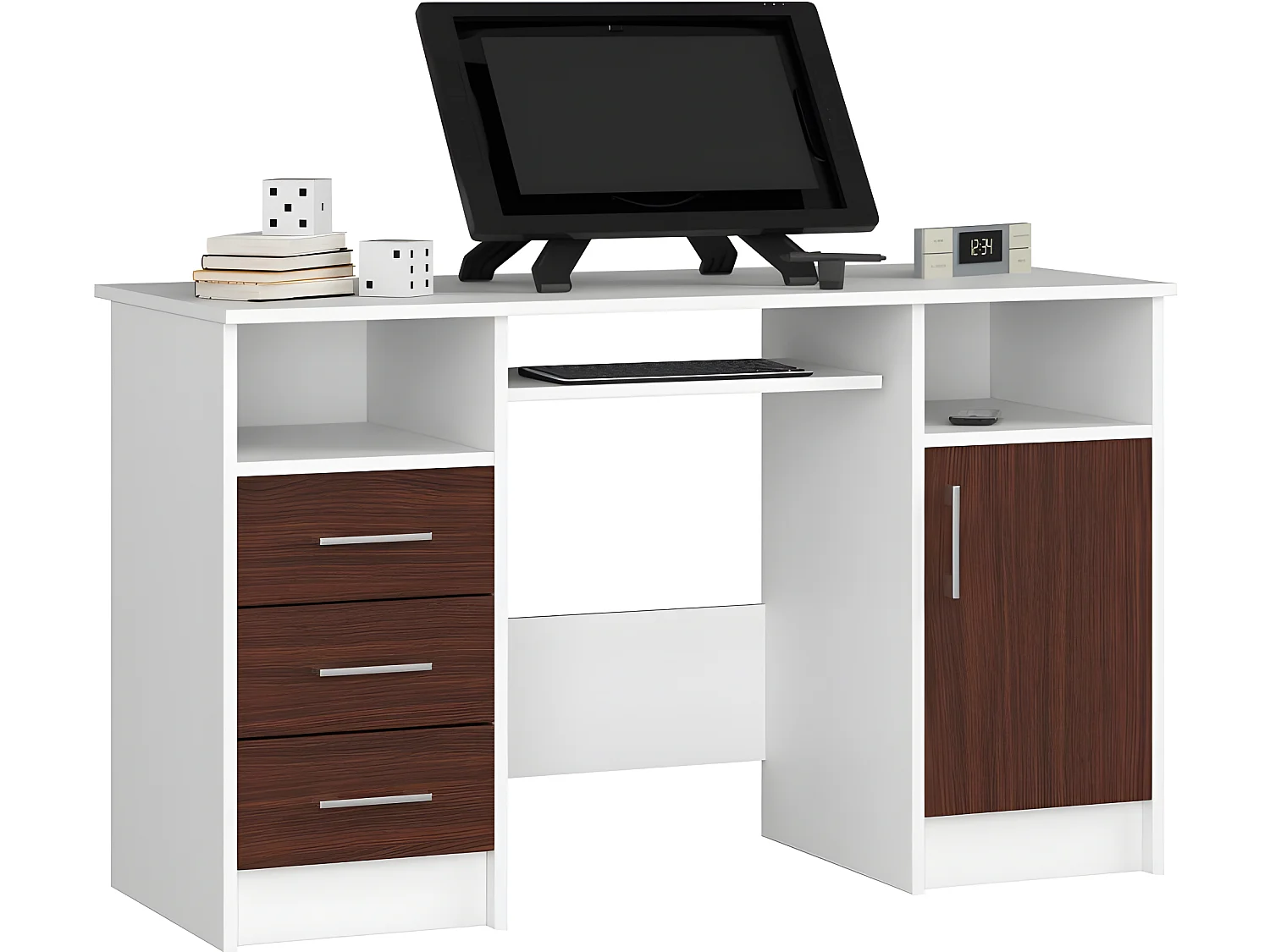 KAMA - Scrivania portacomputer in stile moderno - 124x74x52 - 1 anta+3 cassetti