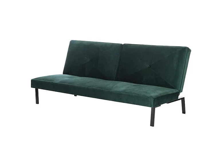 LYNN Banquette clic clac 3 places - Tissu vert - 190 x 92 x 87 cm