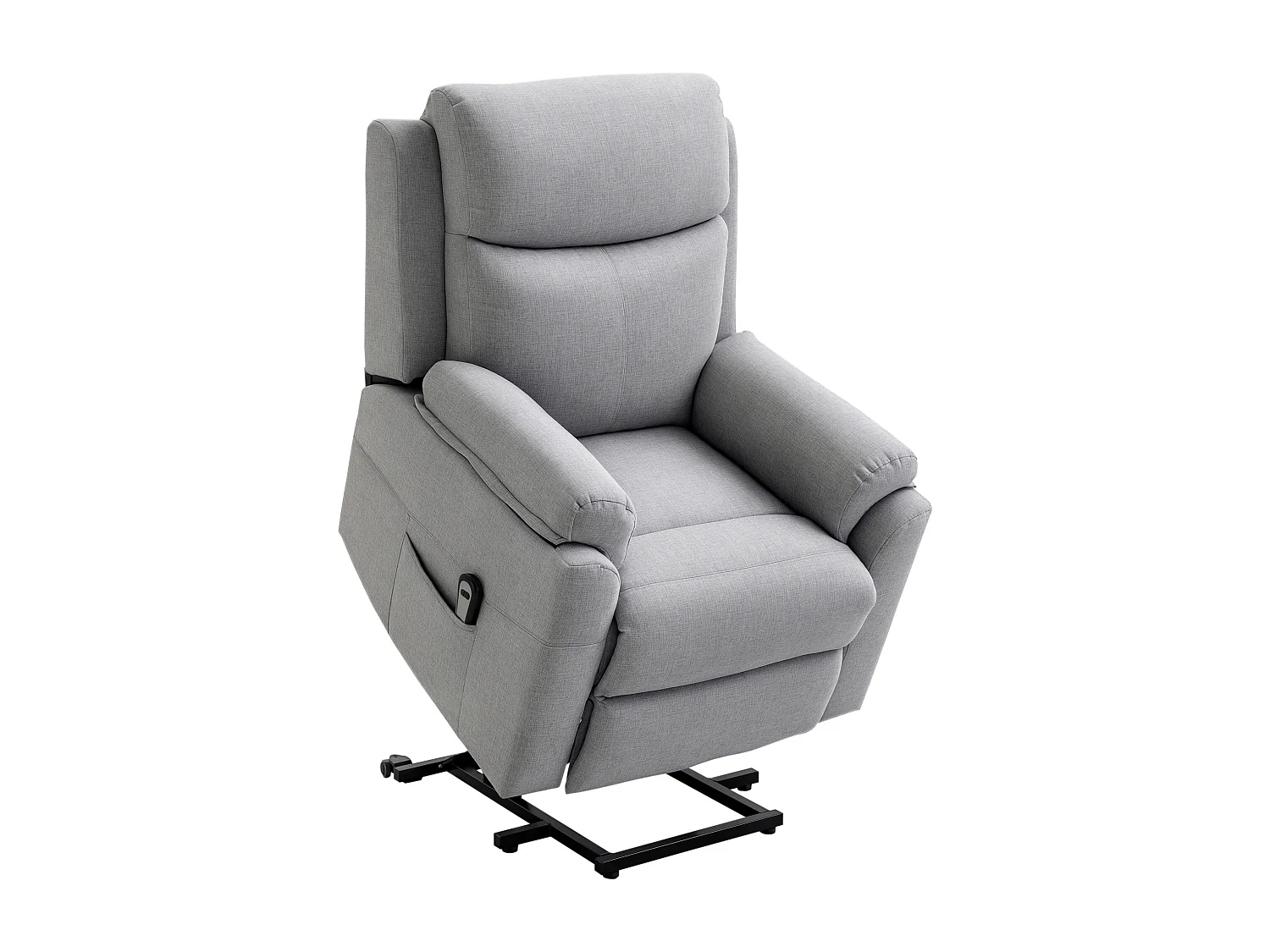Fauteuil de relaxation électrique - fauteuil releveur inclinable avec repose-pied ajustable et télécommande - tissu polyester aspect lin gris clair chiné