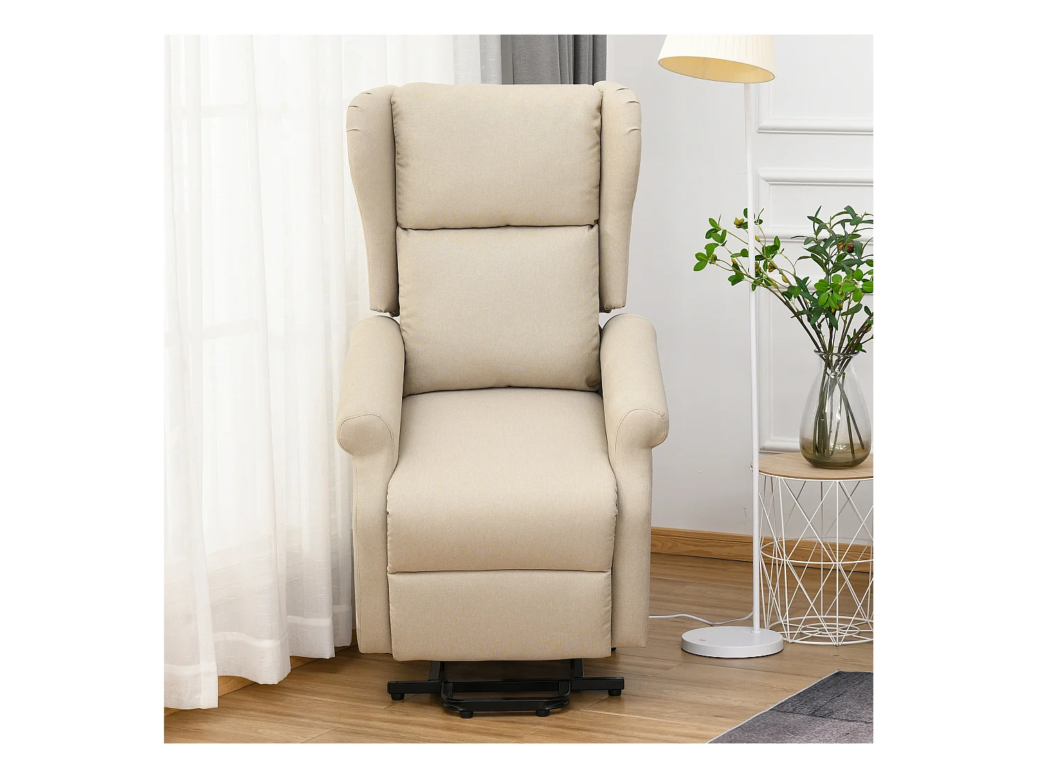 Fauteuil de relaxation électrique fauteuil releveur inclinable avec repose-pied ajustable lin beige