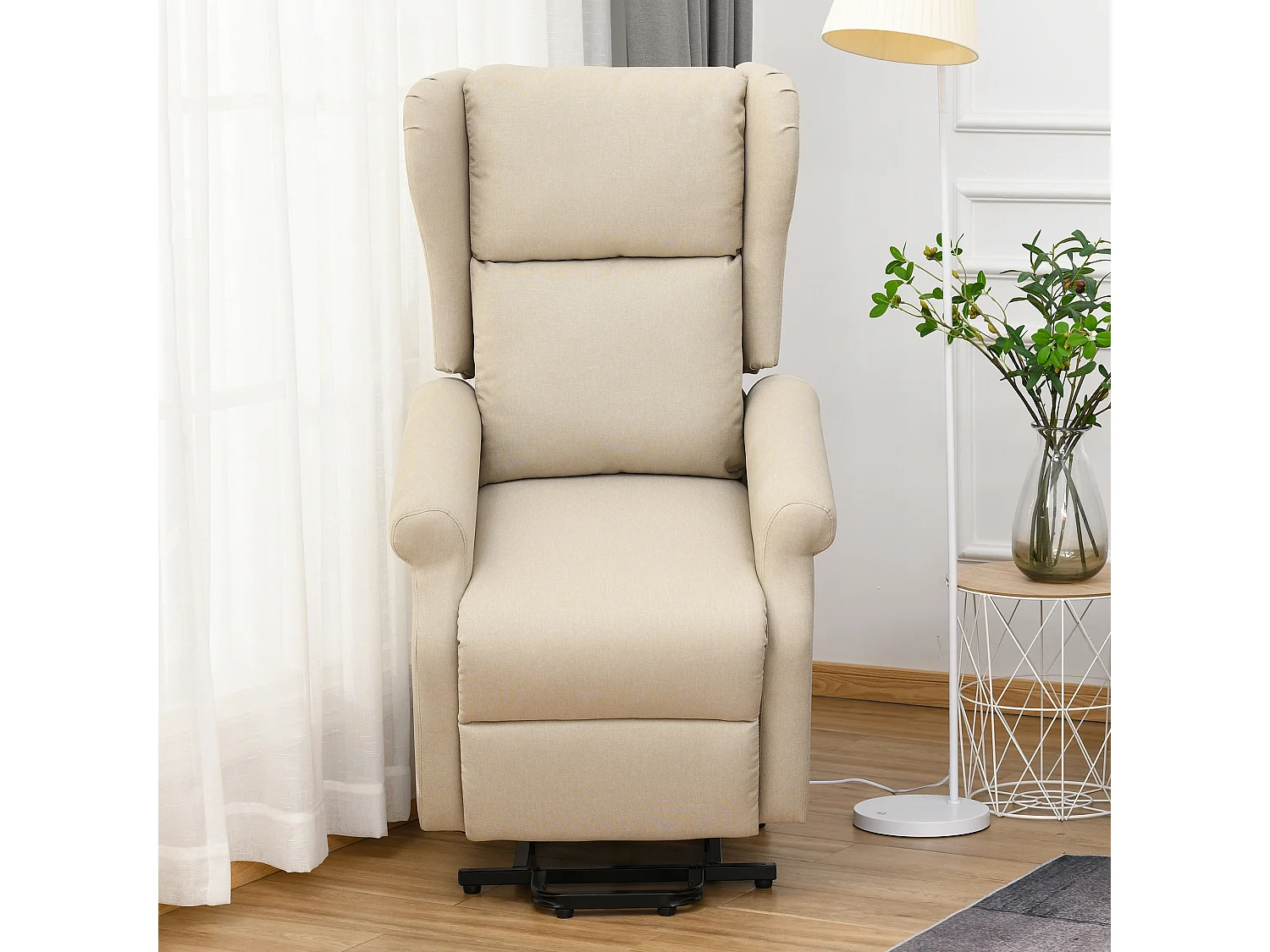 Fauteuil de relaxation électrique fauteuil releveur inclinable avec repose-pied ajustable lin beige