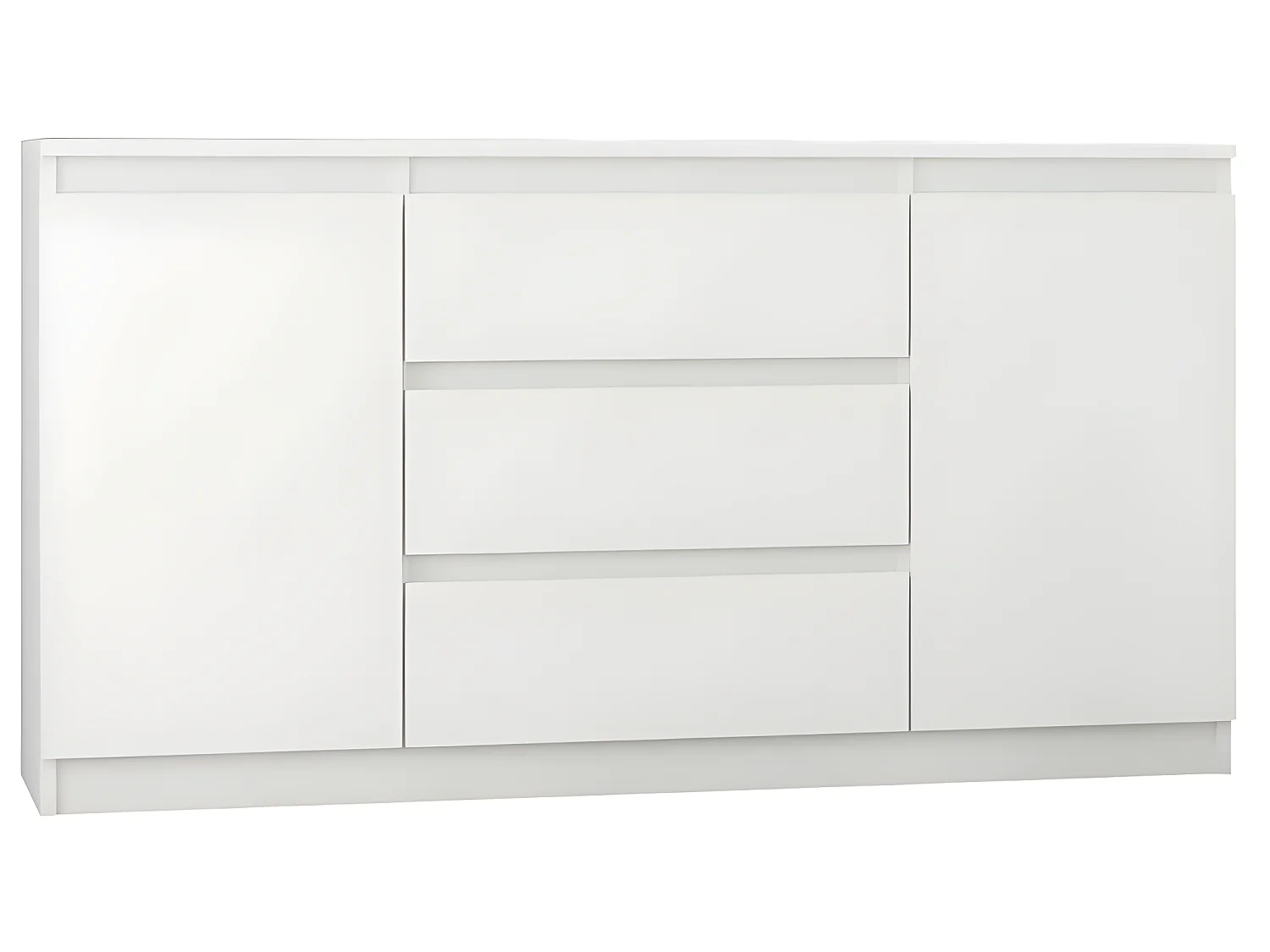 ALBI | Commode tendance style scandinave | 140x40x76 cm | 3 tiroirs + 2 portes/niches | Meuble rangement chambre/salon/bureau