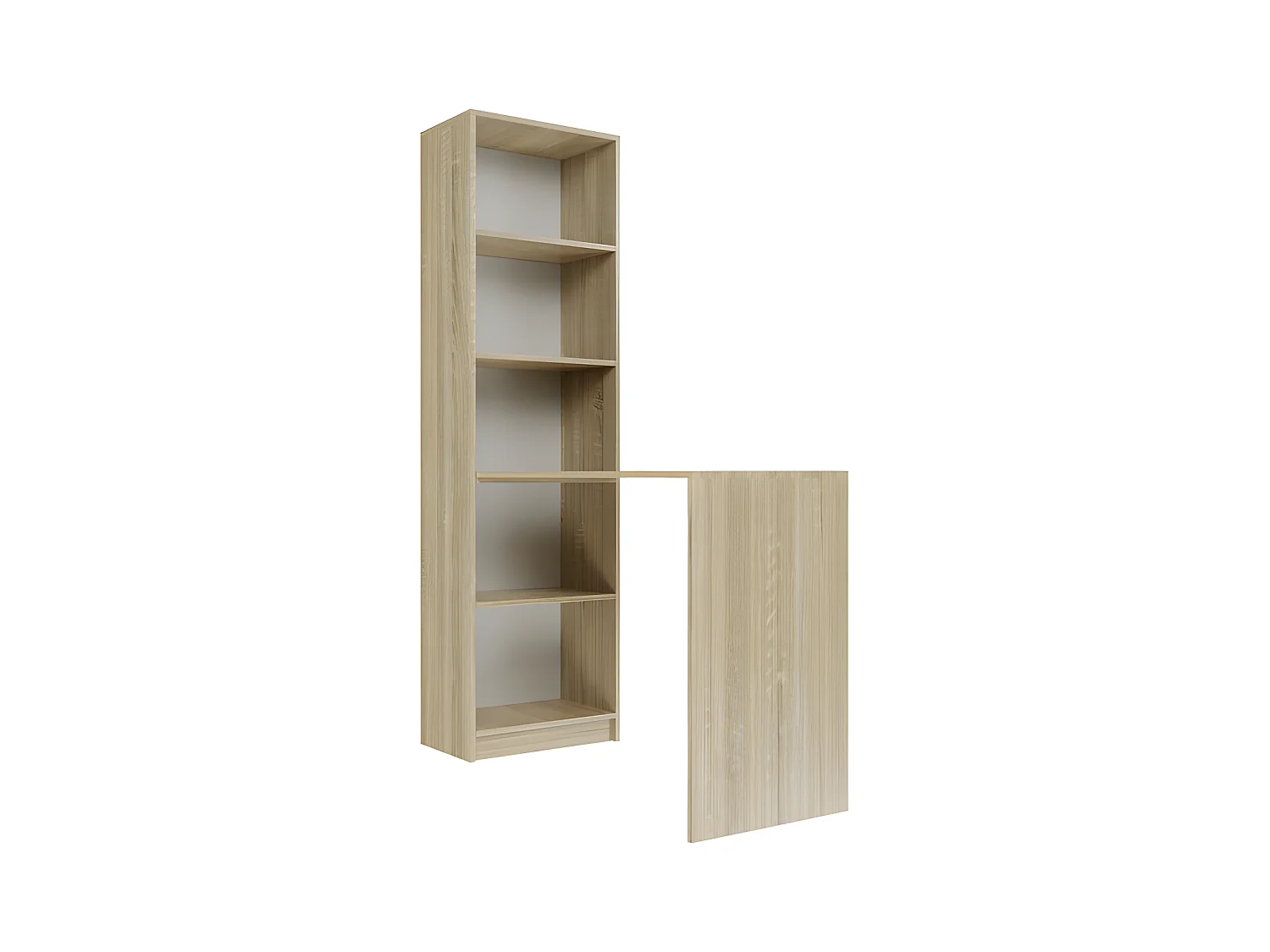 KAFFI - Bureau avec bibliothèque style scandinave bureau - 50x125x181 - 5 tablettes