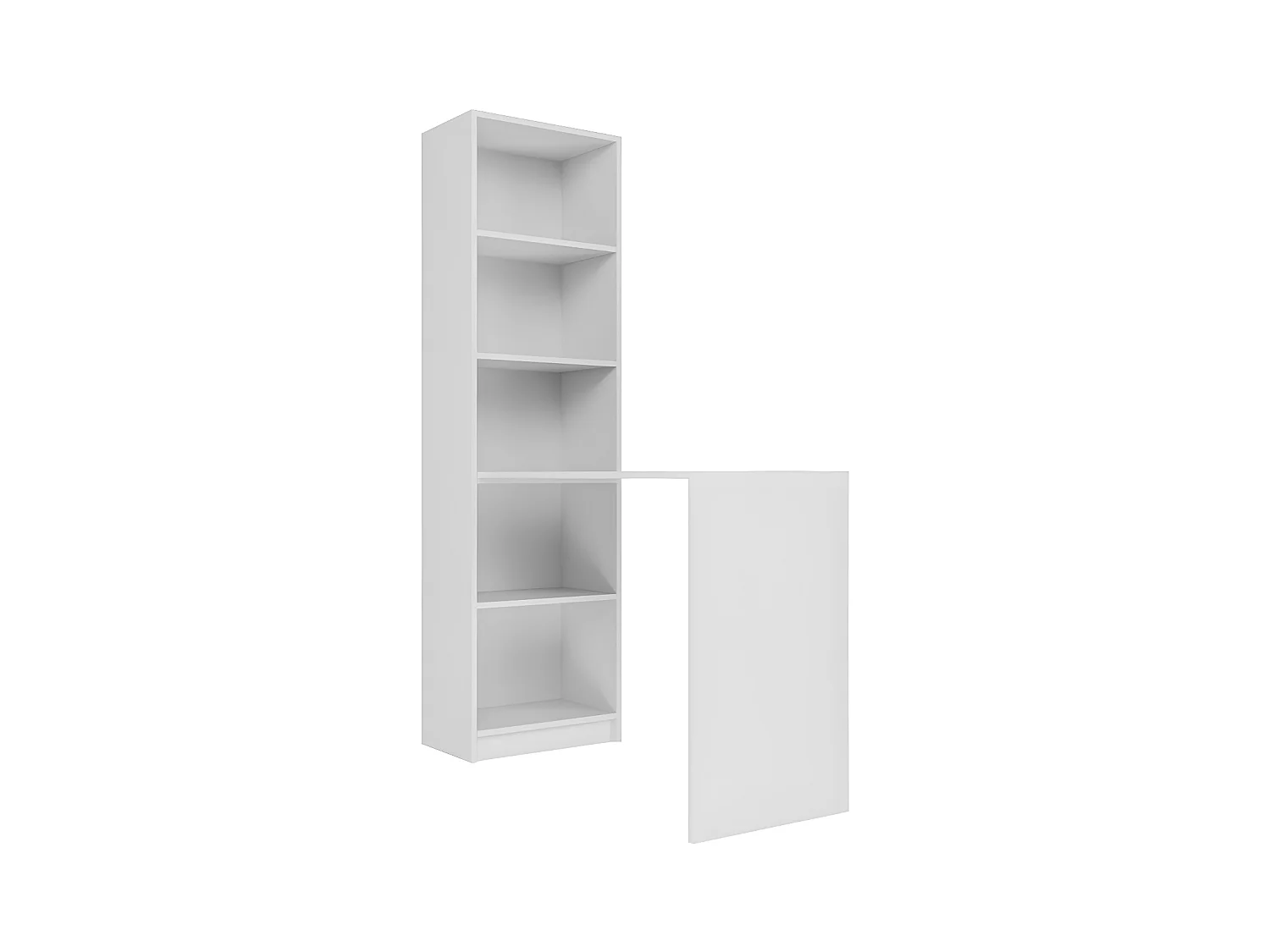 KAFFI - Bureau avec bibliothèque style scandinave bureau - 50x125x181 - 5 tablettes