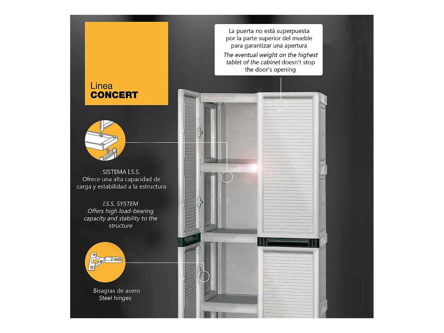 Armario de altura completa en polipropileno, con puertas de color azul l 500 x p 390 x h 1.720 mm