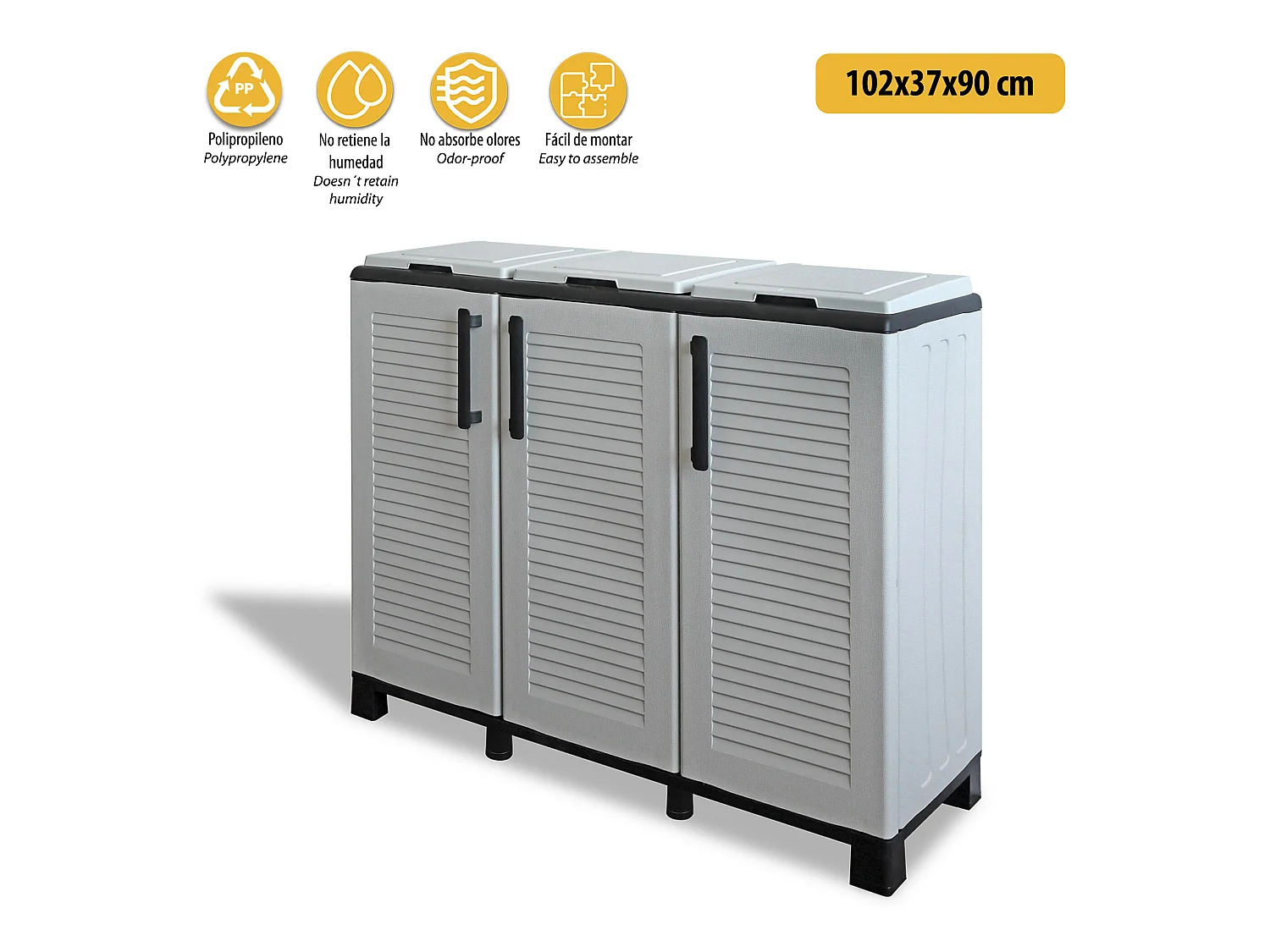 Demi-robe de polypropylène de l'éco, ligne pratique pour tirer parti de l'espace maximum, l 1020 x p370 x h 900 mm.